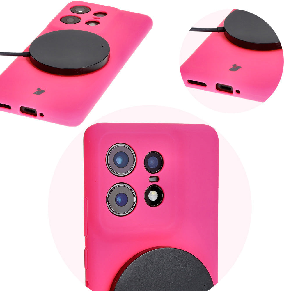 Silikon Handyhülle für Motorola Edge 50 Pro, Bizon Soft Case, Neon-Pink