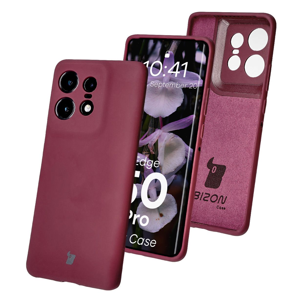 Silikon Handyhülle für Motorola Edge 50 Pro, Bizon Soft Case, Pflaumenfarbe
