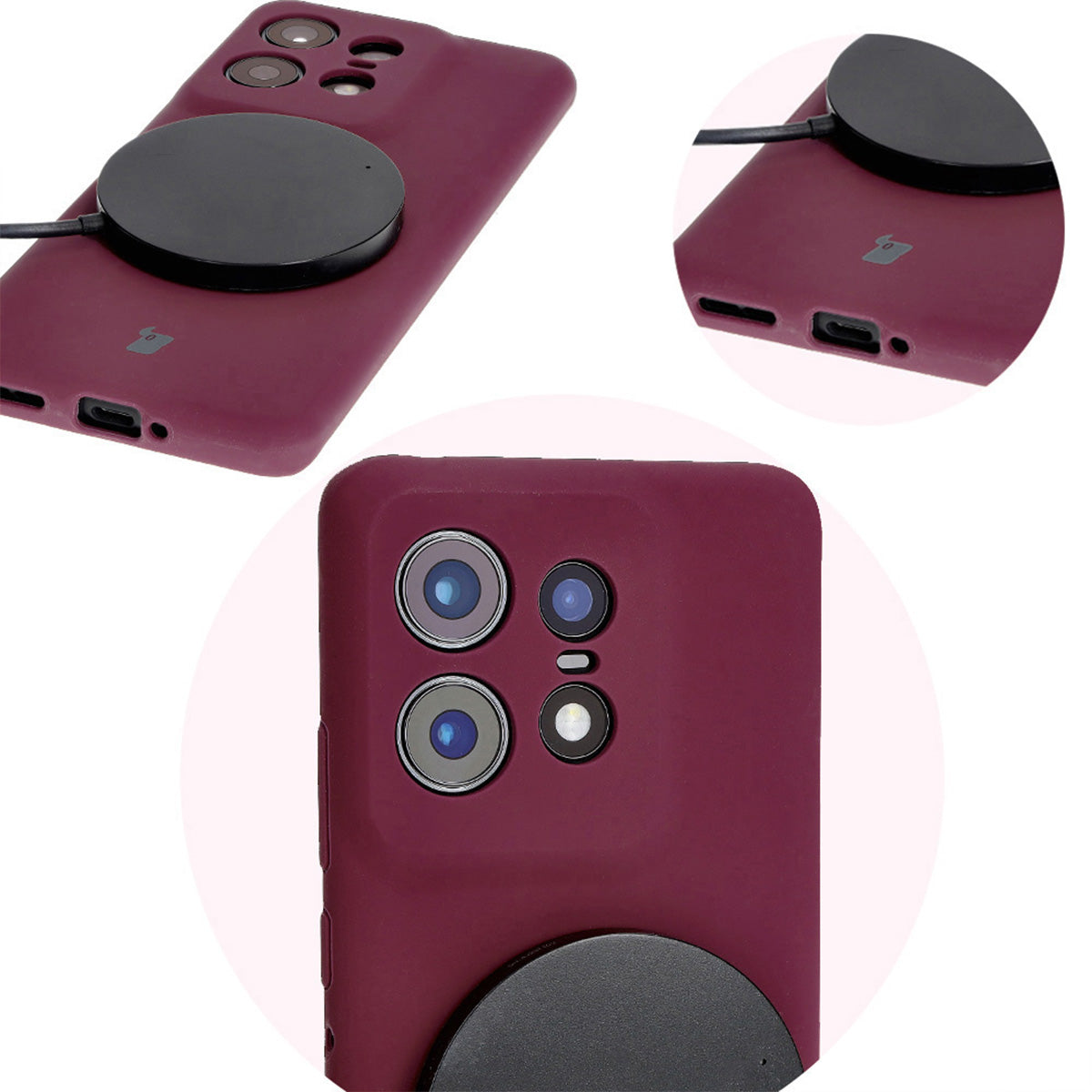 Silikon Handyhülle für Motorola Edge 50 Pro, Bizon Soft Case, Pflaumenfarbe