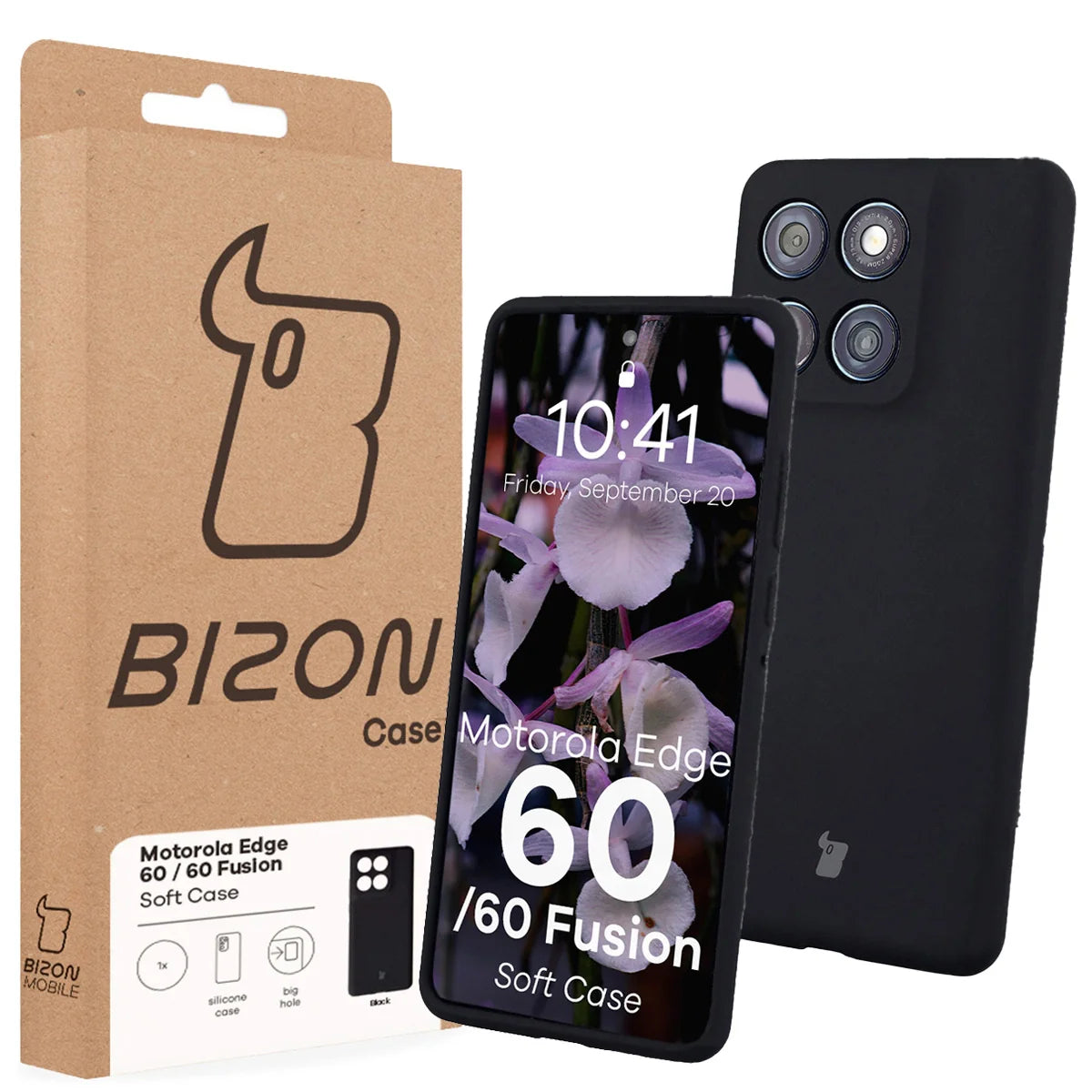 Silikon Handyhülle für Motorola Edge 60 Fusion / 60, Bizon Soft Case, Schwarz