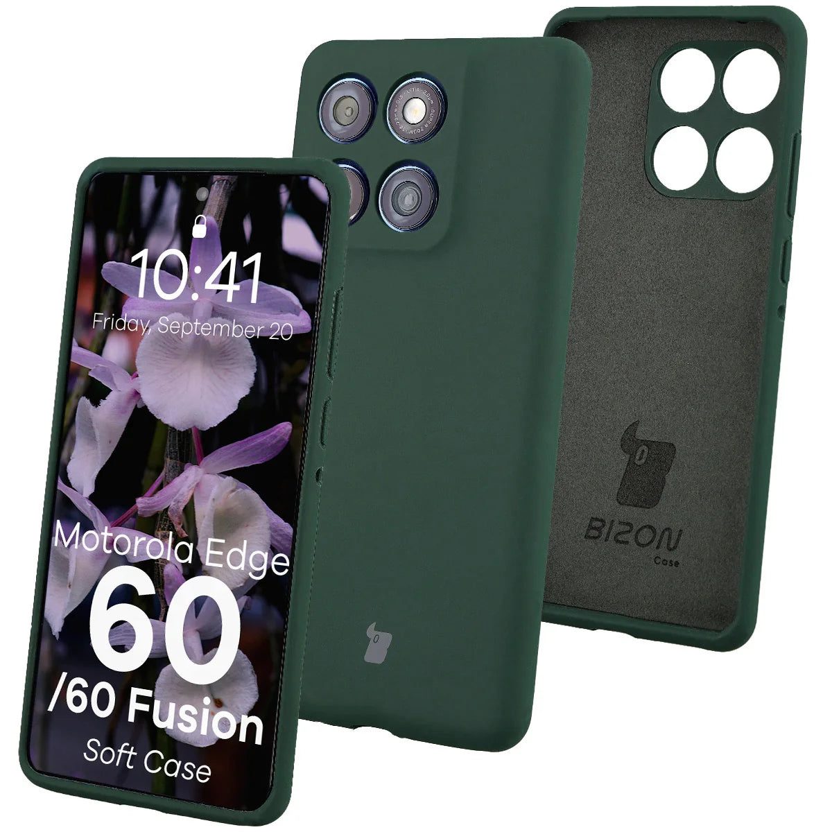 Silikon Handyhülle für Motorola Edge 60 Fusion / 60, Bizon Soft Case, Dunkelgrün
