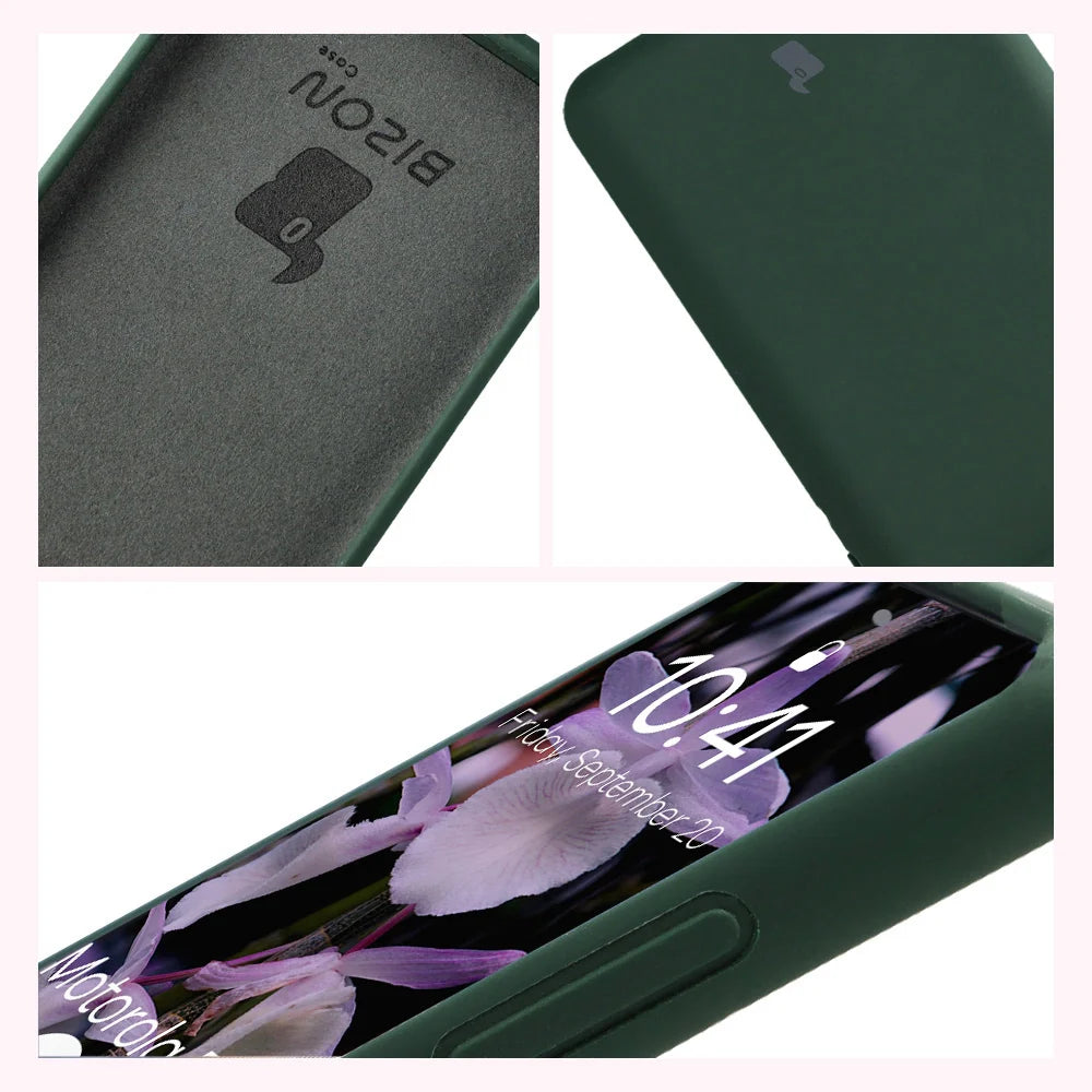 Silikon Handyhülle für Motorola Edge 60 Fusion / 60, Bizon Soft Case, Dunkelgrün