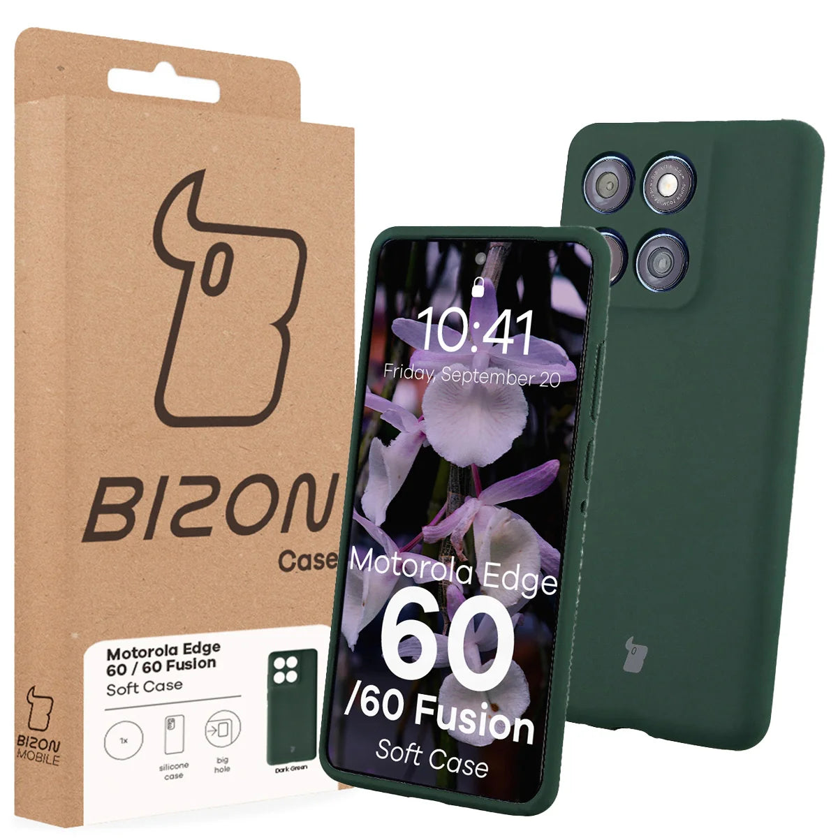 Silikon Handyhülle für Motorola Edge 60 Fusion / 60, Bizon Soft Case, Dunkelgrün