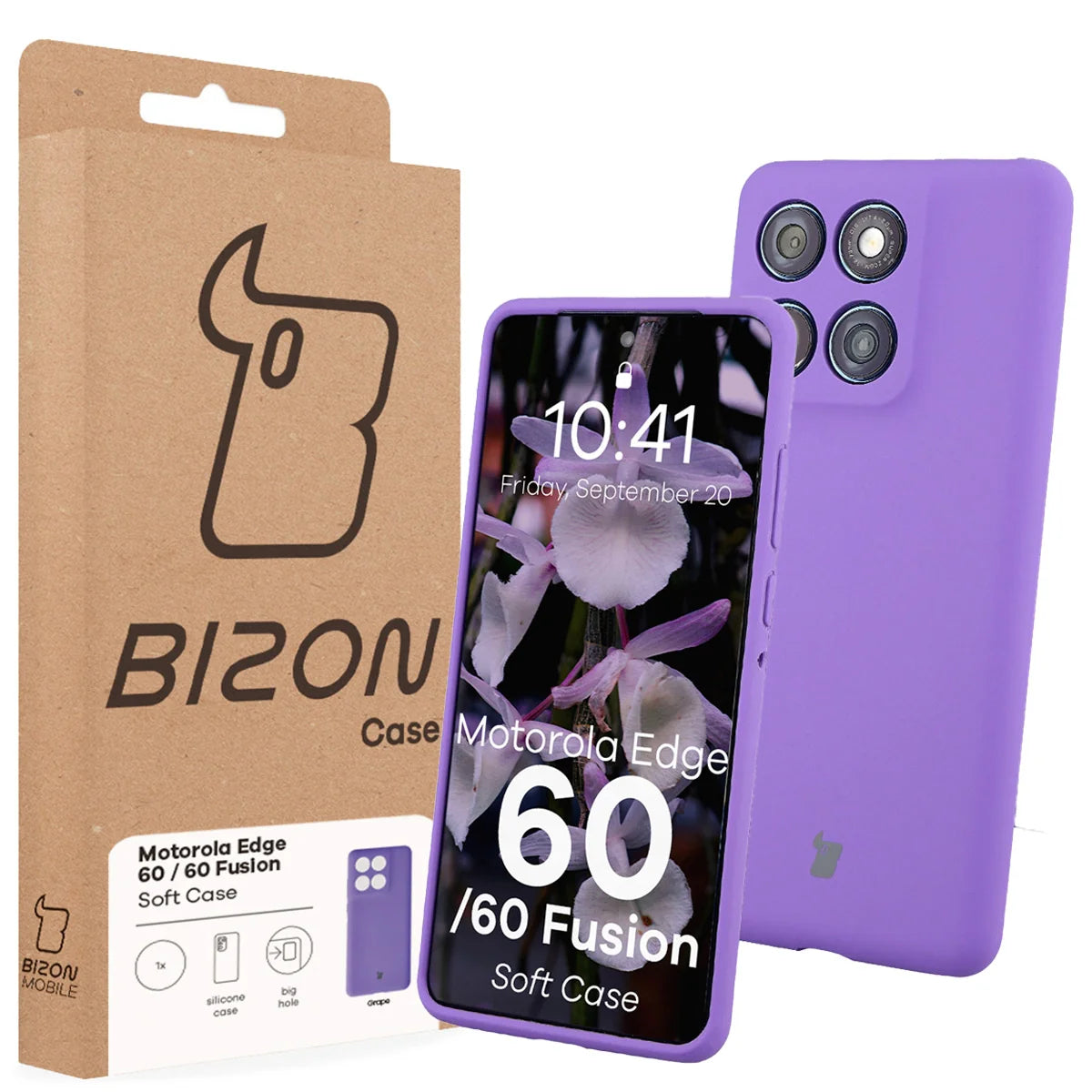 Silikon Handyhülle für Motorola Edge 60 Fusion / 60, Bizon Soft Case, Violett