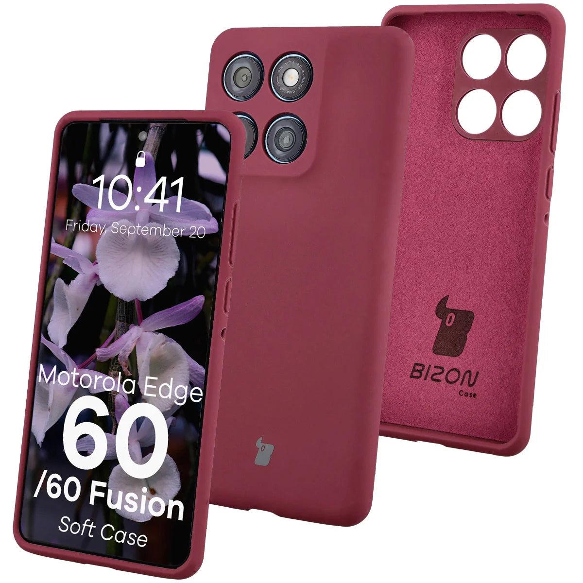 Silikon Handyhülle für Motorola Edge 60 Fusion / 60, Bizon Soft Case, Pflaumenfarbe