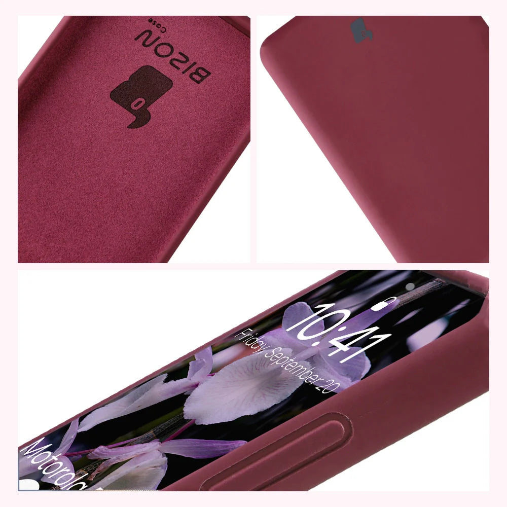 Silikon Handyhülle für Motorola Edge 60 Fusion / 60, Bizon Soft Case, Pflaumenfarbe