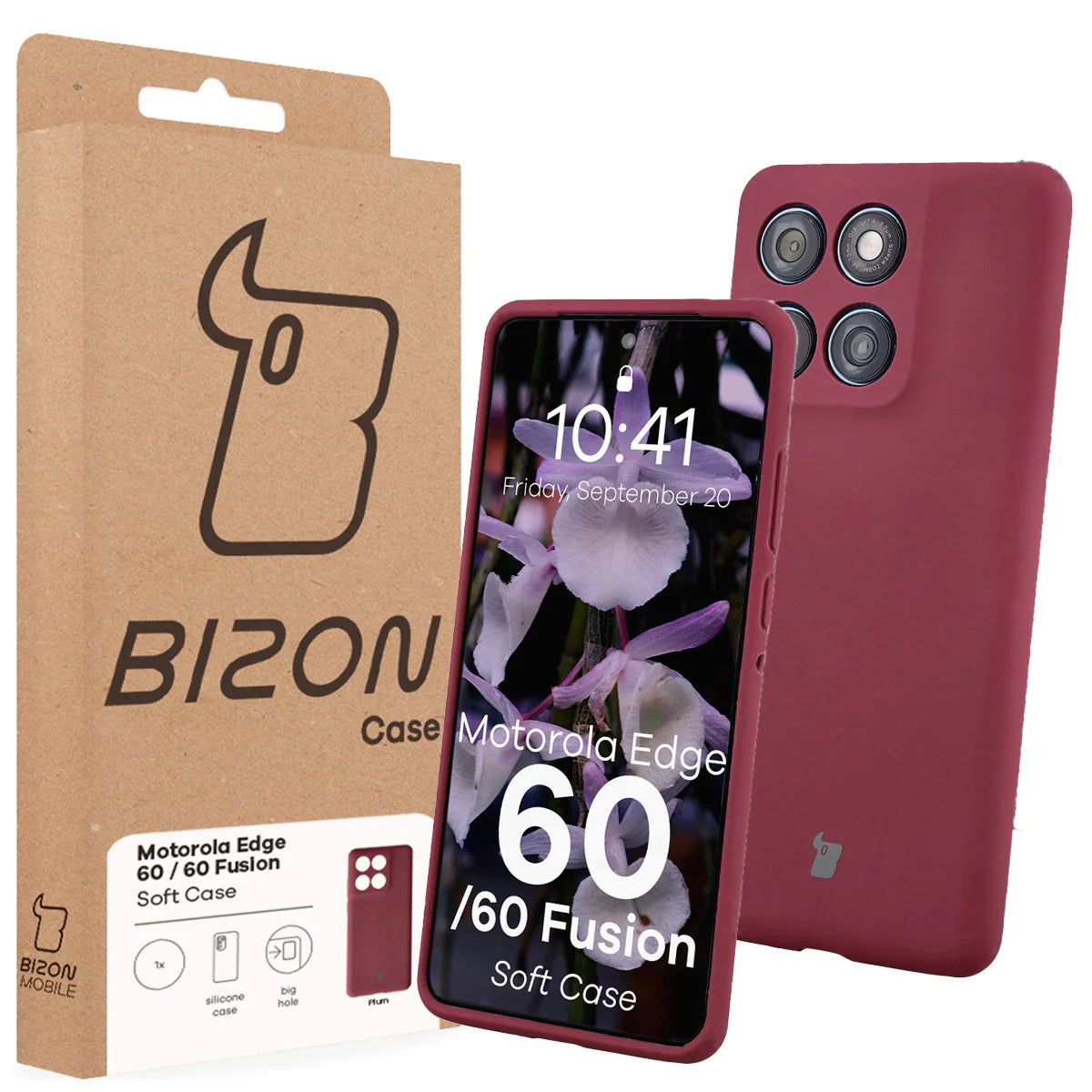 Silikon Handyhülle für Motorola Edge 60 Fusion / 60, Bizon Soft Case, Pflaumenfarbe