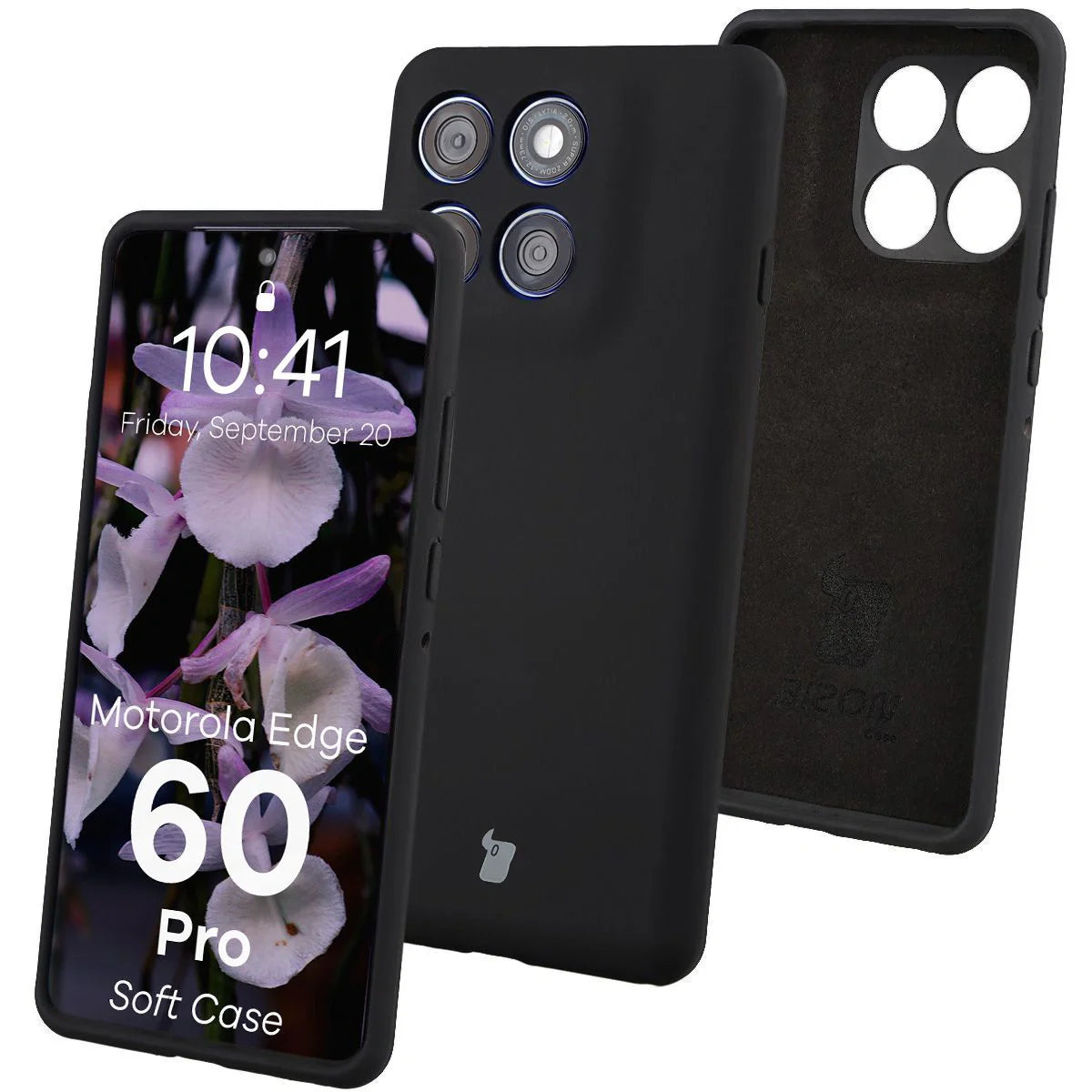 Silikon Handyhülle für Motorola Edge 60 Pro, Bizon Soft Case, Schwarz