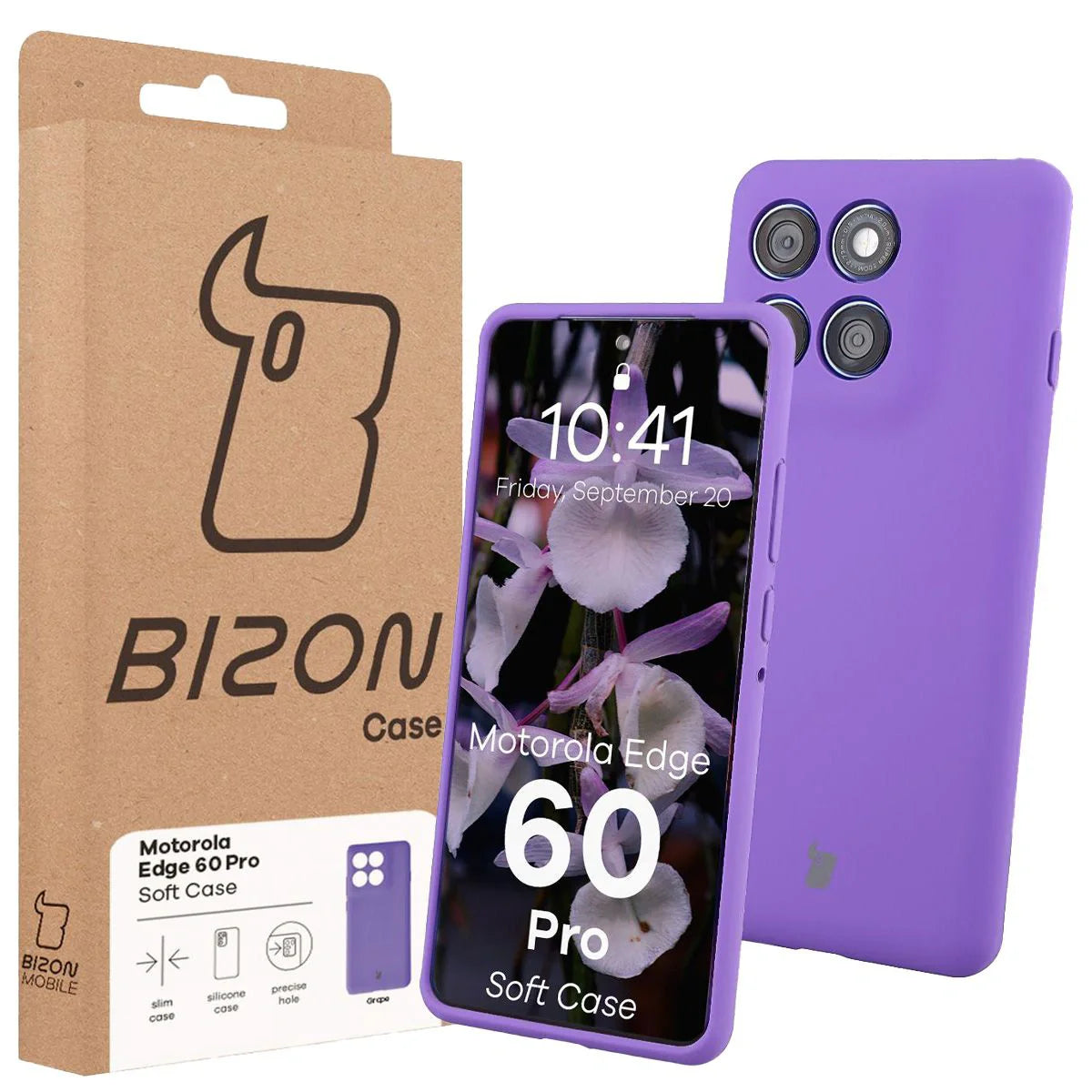 Silikon Handyhülle für Motorola Edge 60 Pro, Bizon Soft Case, Violett