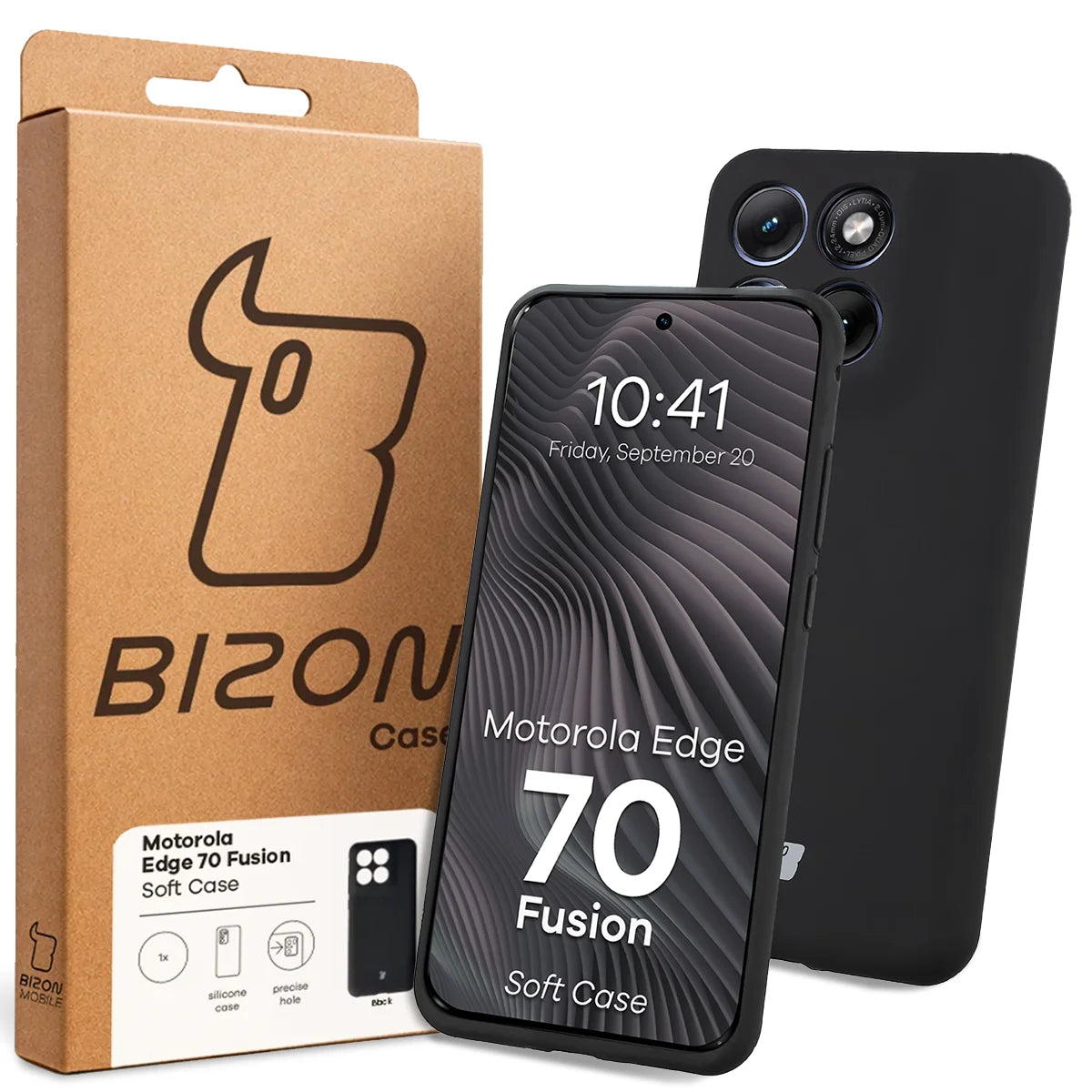 Silikon Handyhülle für Motorola Edge 70 Fusion, Bizon Soft Case, Schwarz