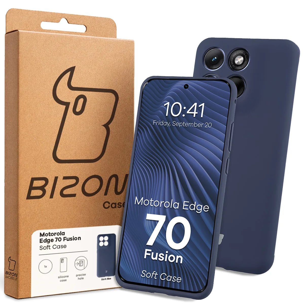 Silikon Handyhülle für Motorola Edge 70 Fusion, Bizon Soft Case, Dunkelblau
