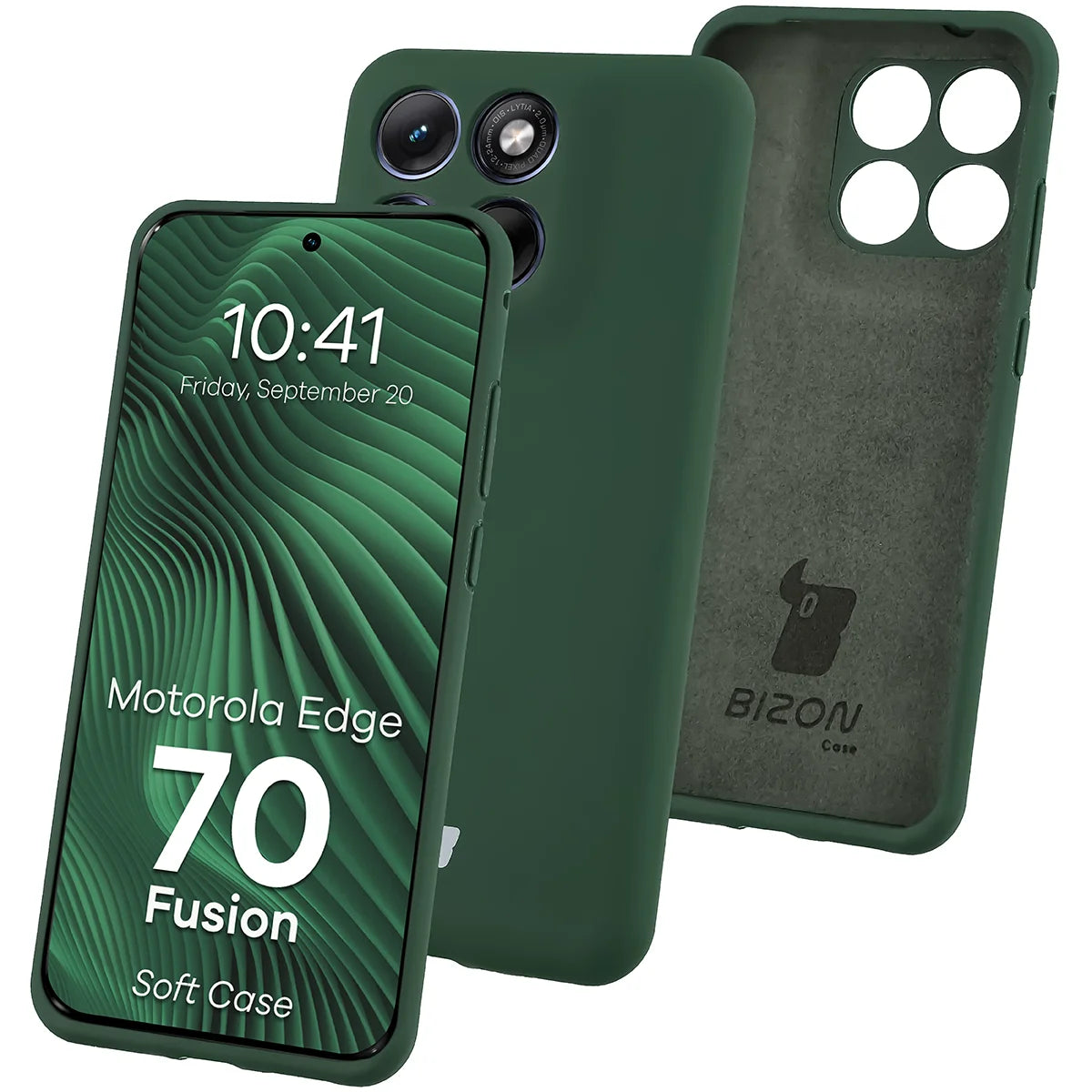Silikon Handyhülle für Motorola Edge 70 Fusion, Bizon Soft Case, Dunkelgrün