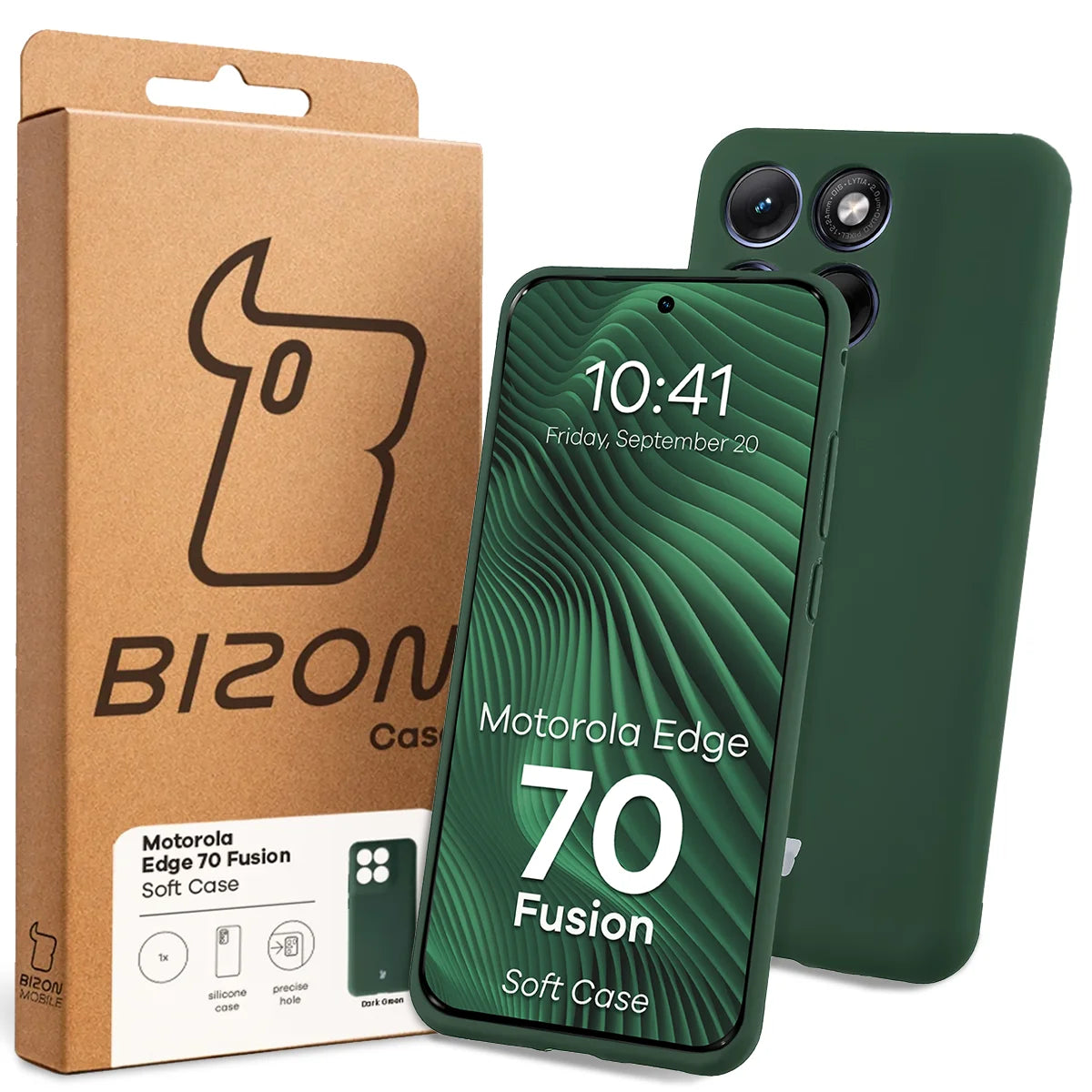 Silikon Handyhülle für Motorola Edge 70 Fusion, Bizon Soft Case, Dunkelgrün