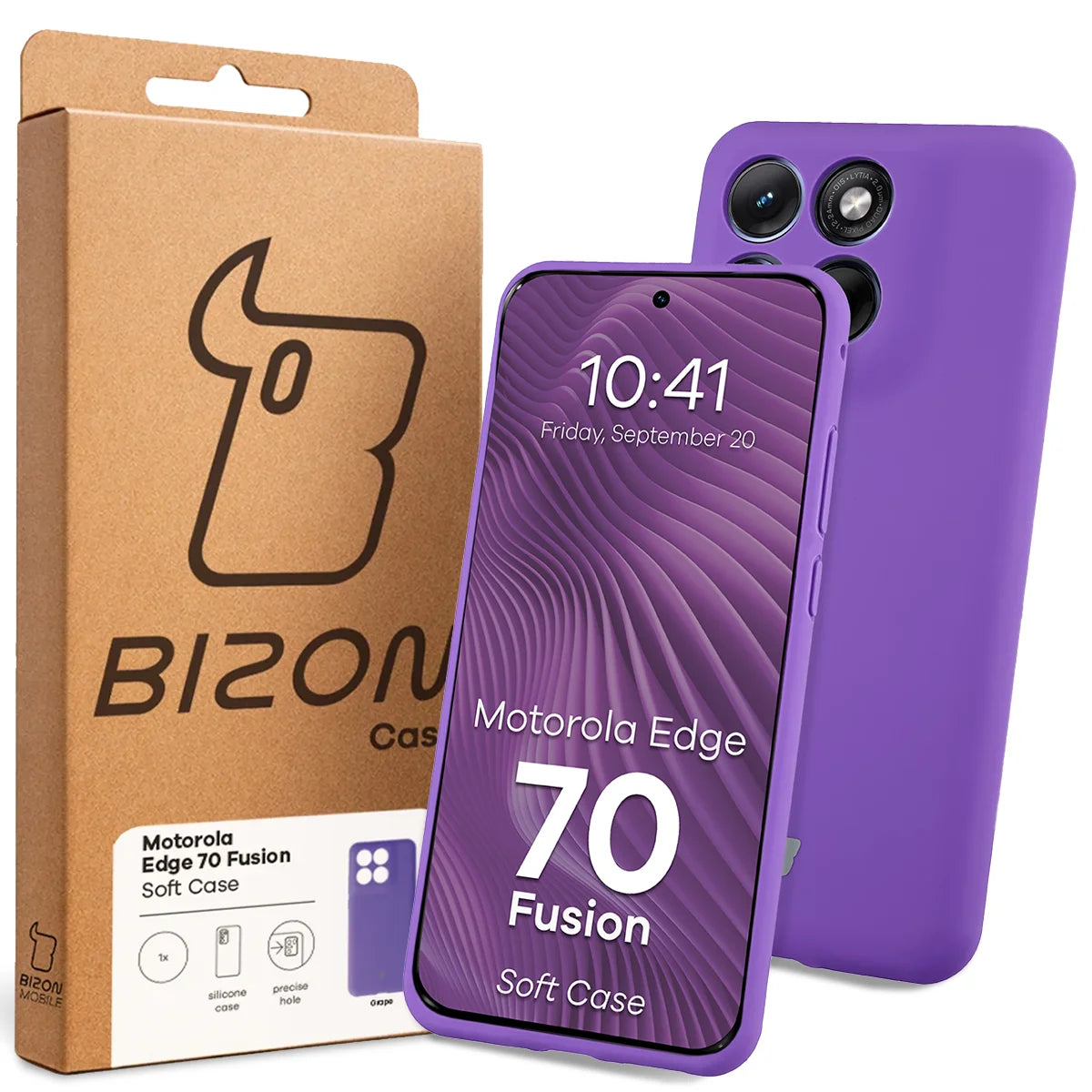 Silikon Handyhülle für Motorola Edge 70 Fusion, Bizon Soft Case, Violett