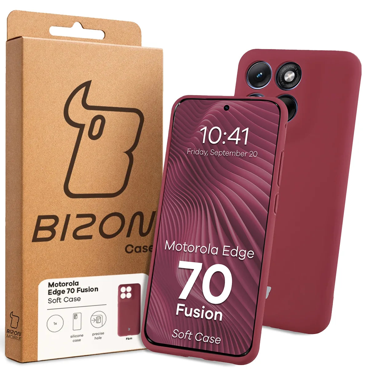 Silikon Handyhülle für Motorola Edge 70 Fusion, Bizon Soft Case, Pflaumenfarbe