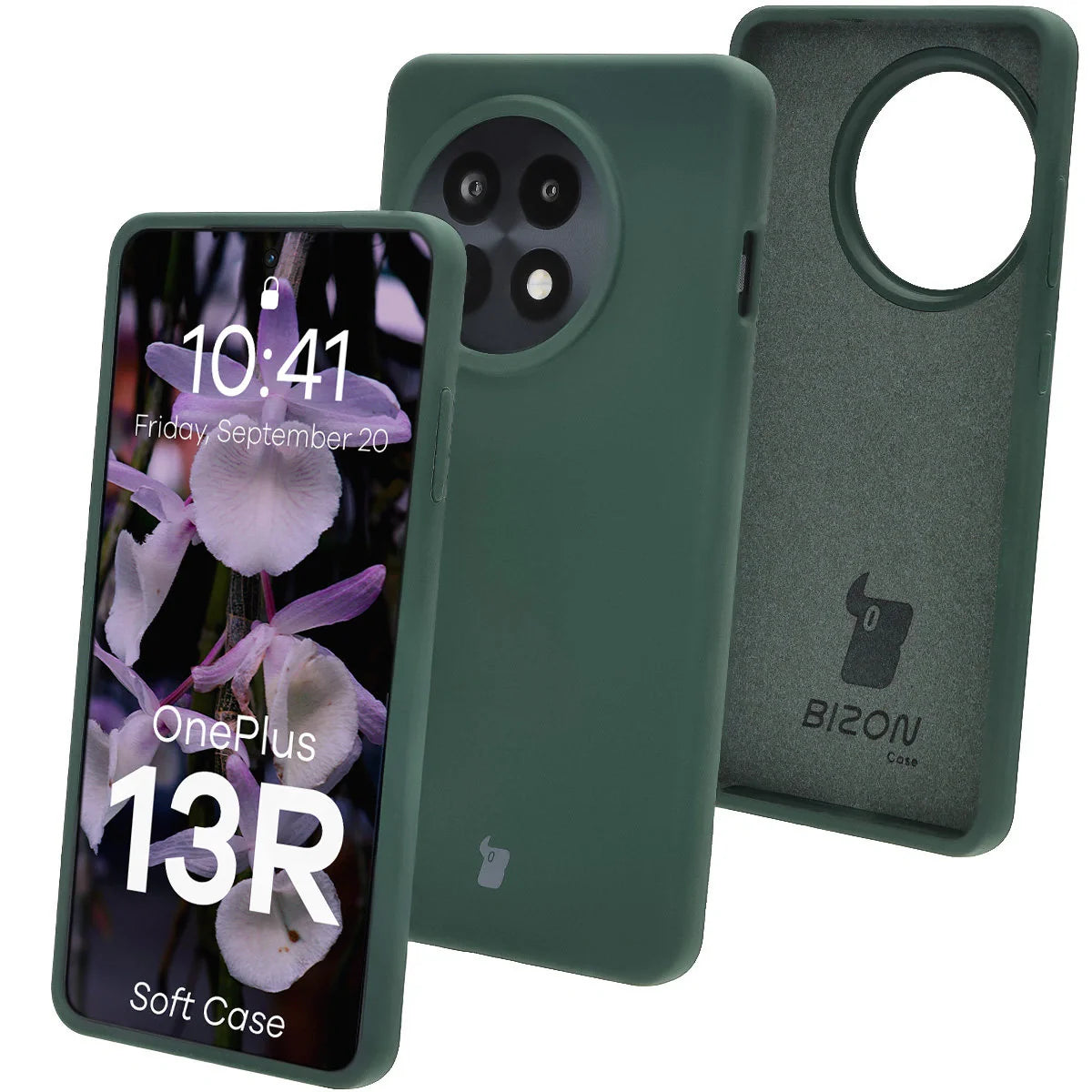 Silikon Handyhülle für OnePlus 13R, Bizon Soft Case, Dunkelgrün