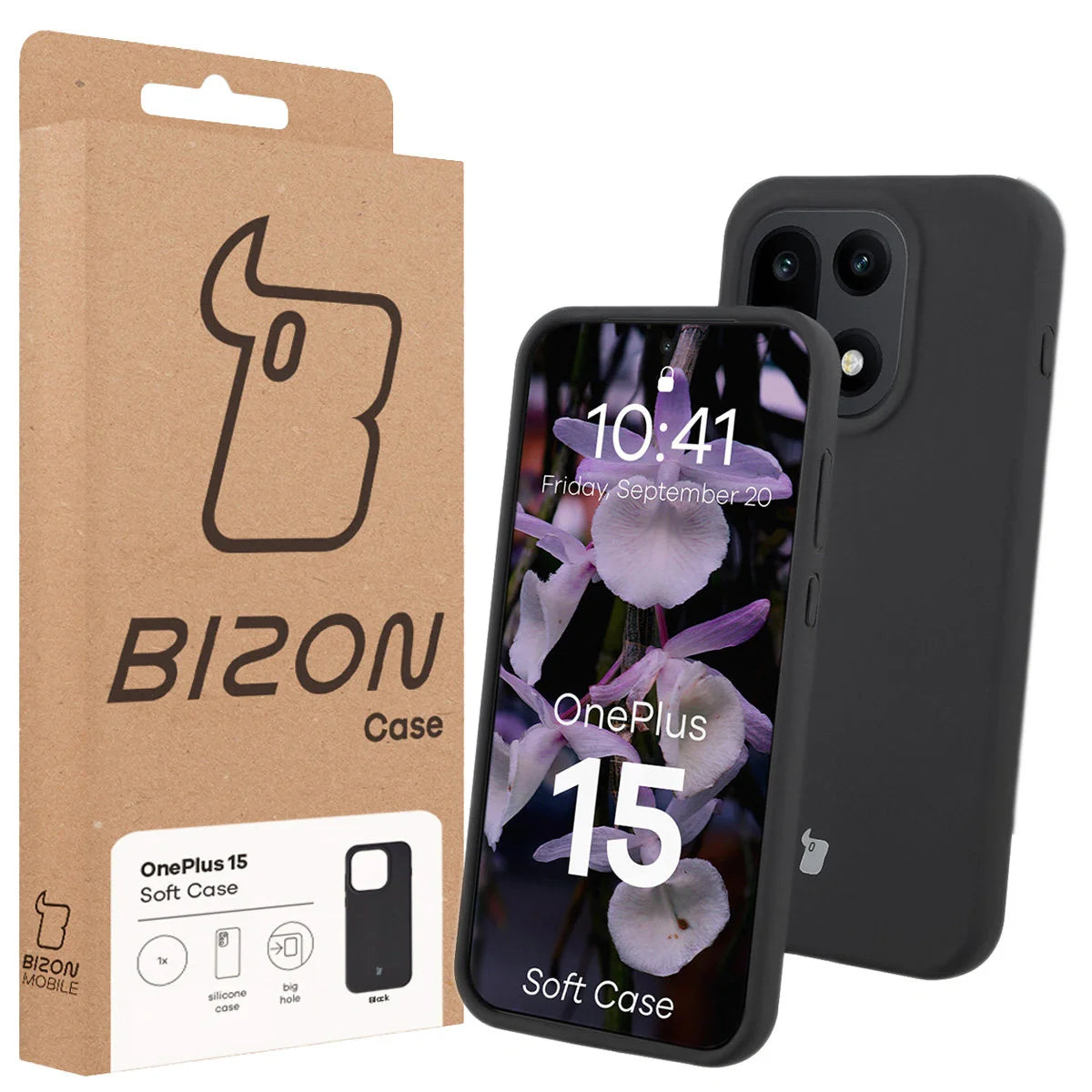 Silikon Handyhülle für OnePlus 15, Bizon Soft Case, Schwarz