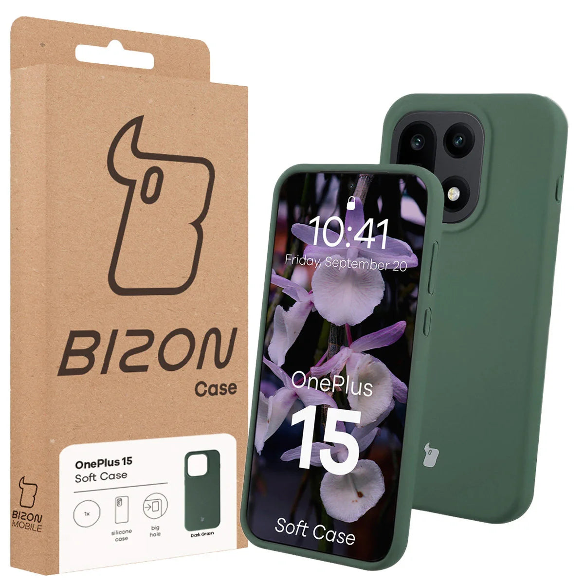 Silikon Handyhülle für OnePlus 15, Bizon Soft Case, Dunkelgrün