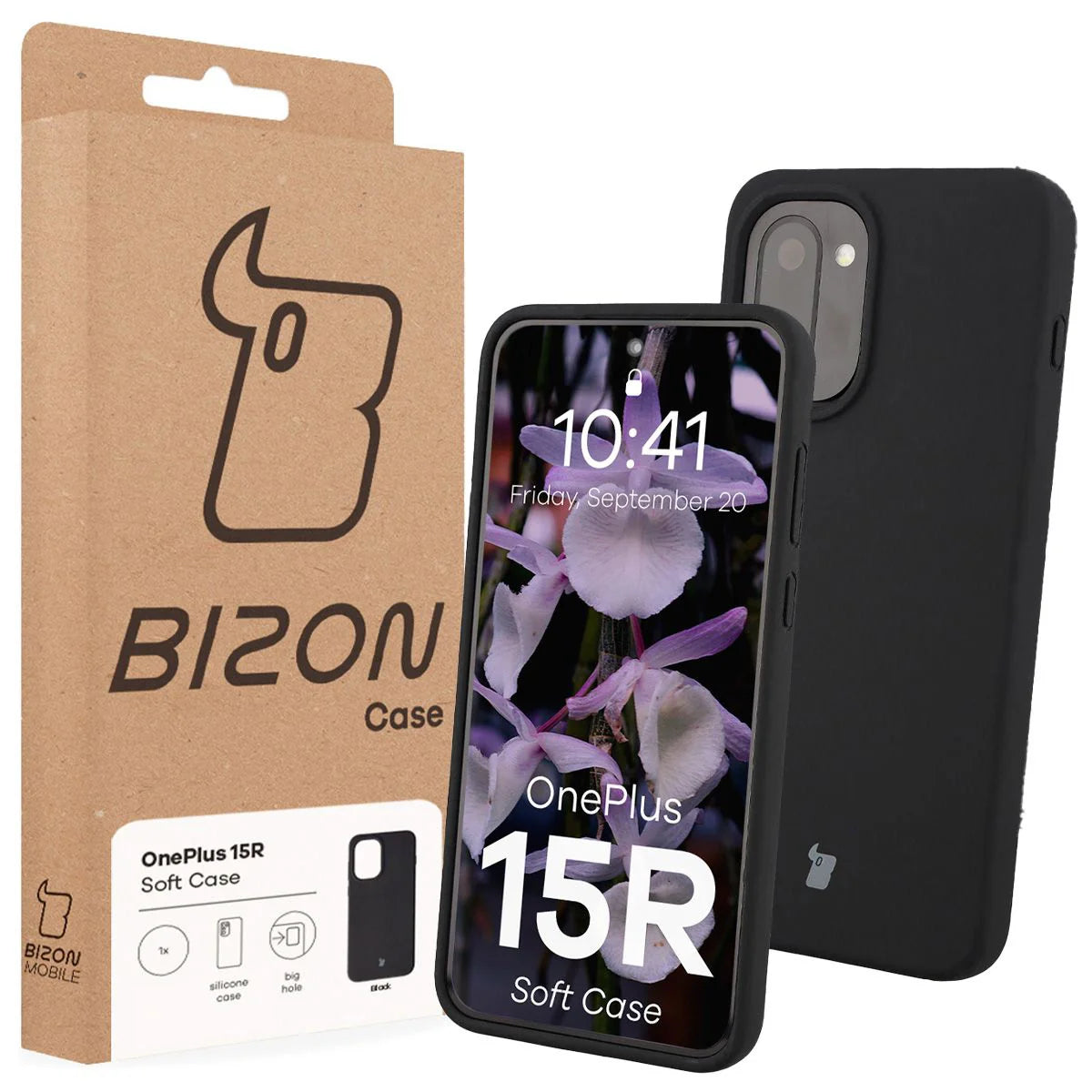 Silikon Handyhülle für OnePlus 15R, Bizon Soft Case, Schwarz
