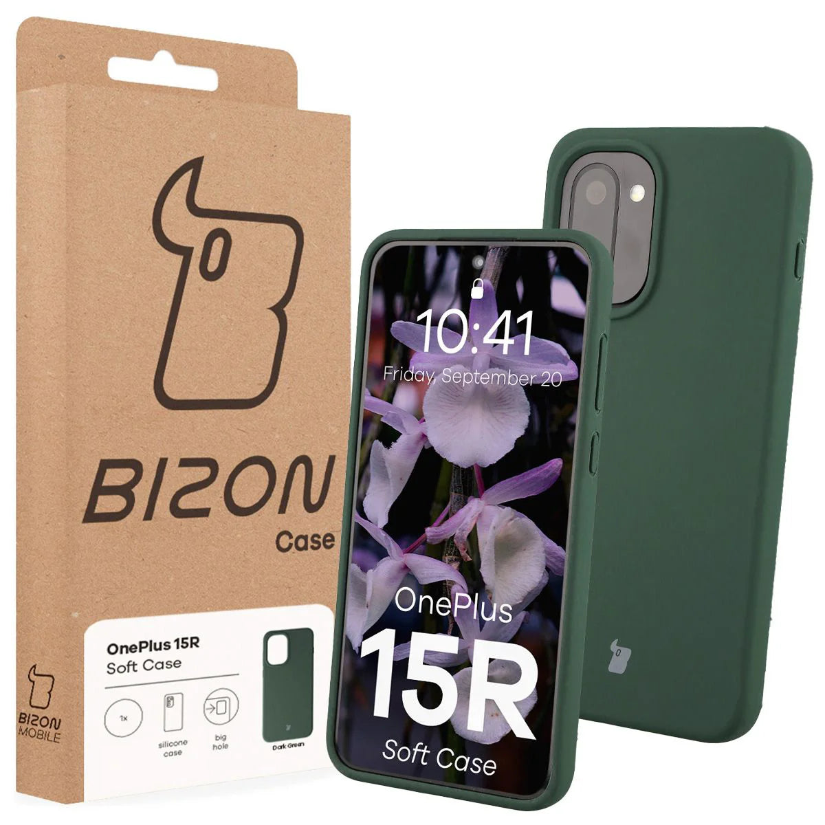 Silikon Handyhülle für OnePlus 15R, Bizon Soft Case, Dunkelgrün
