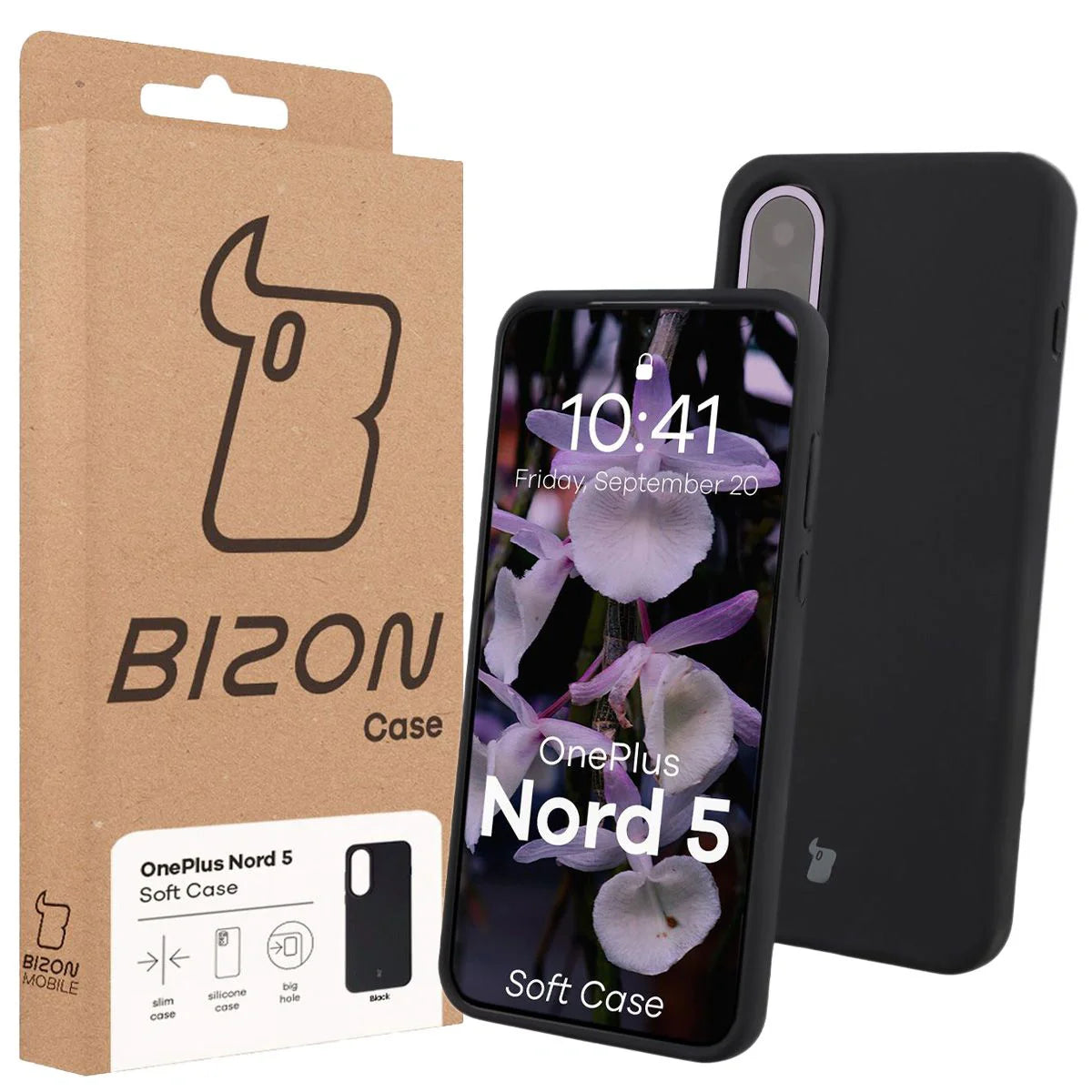Silikon Handyhülle für OnePlus Nord 5, Bizon Soft Case, Schwarz