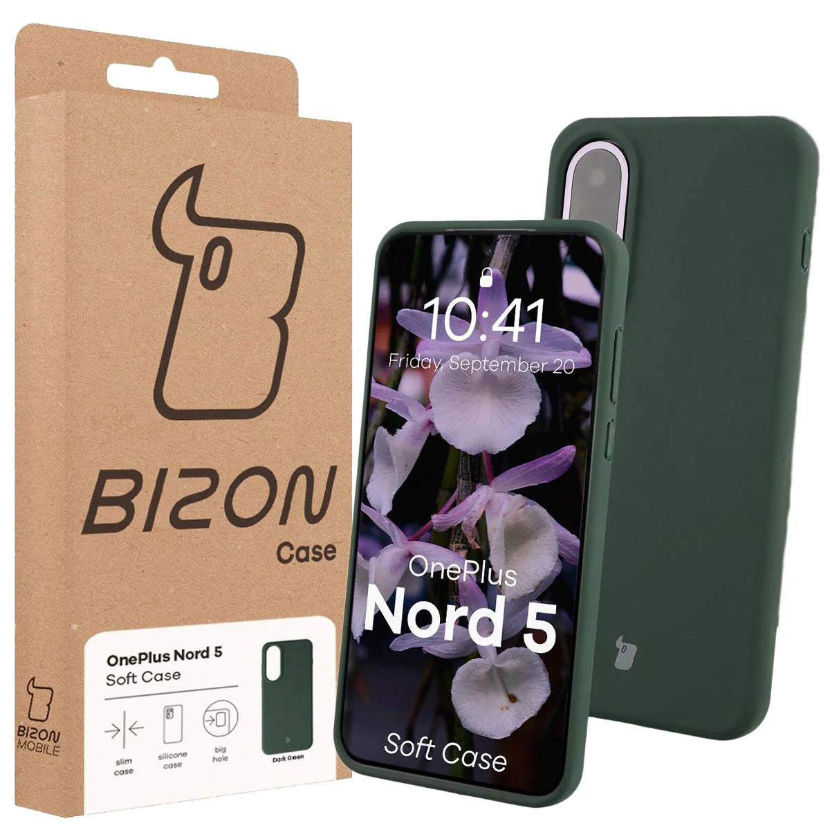 Silikon Handyhülle für OnePlus Nord 5, Bizon Soft Case, Dunkelgrün