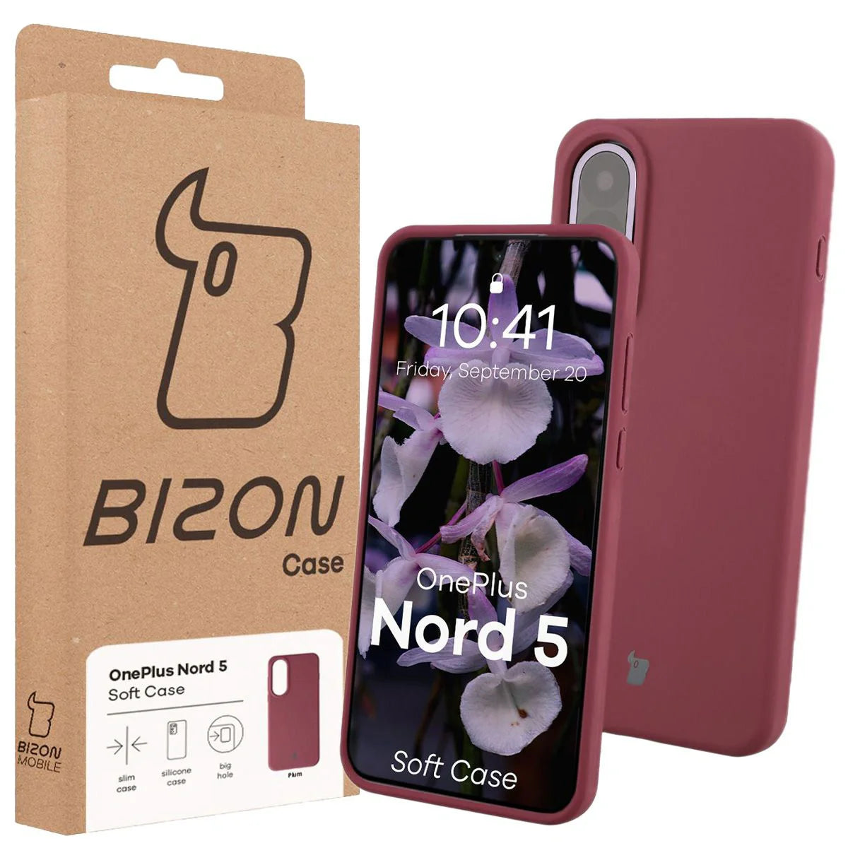 Silikon Handyhülle für OnePlus Nord 5, Bizon Soft Case, Pflaumenfarbe
