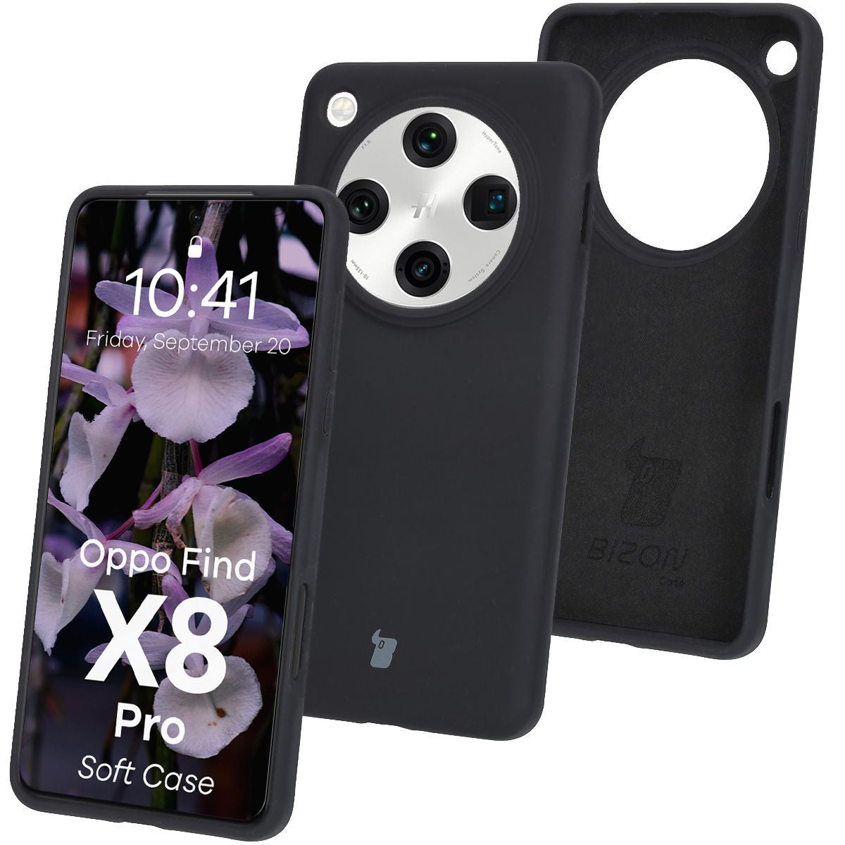 Silikon Handyhülle für Oppo Find X8 Pro, Bizon Soft Case, Schwarz