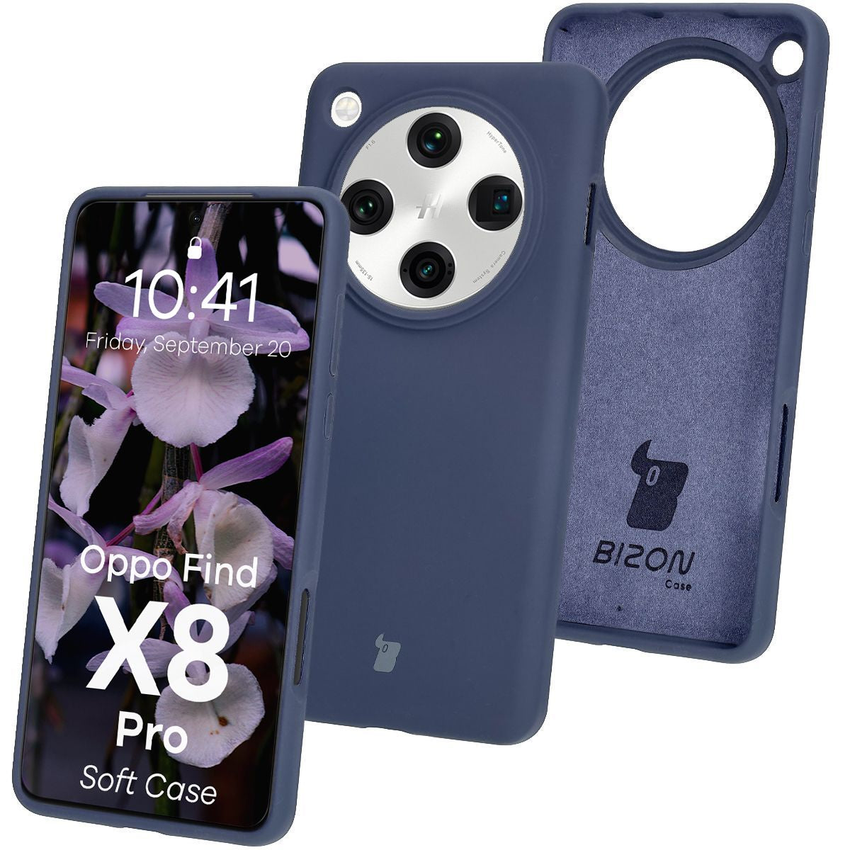 Silikon Handyhülle für Oppo Find X8 Pro, Bizon Soft Case, Dunkelblau