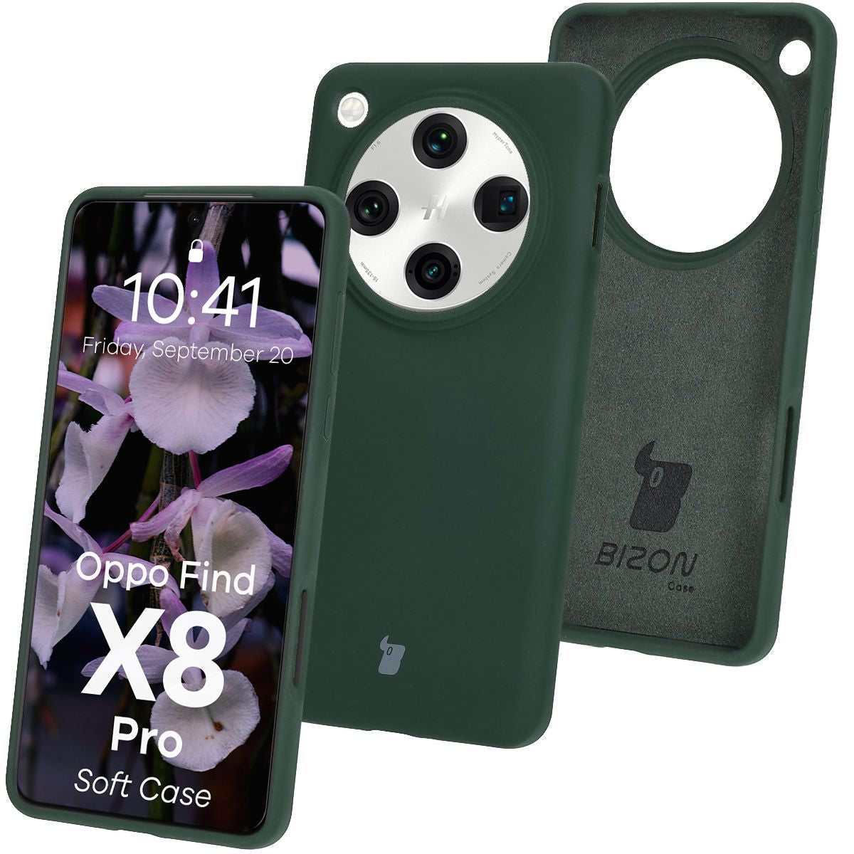 Silikon Handyhülle für Oppo Find X8 Pro, Bizon Soft Case, Dunkelgrün