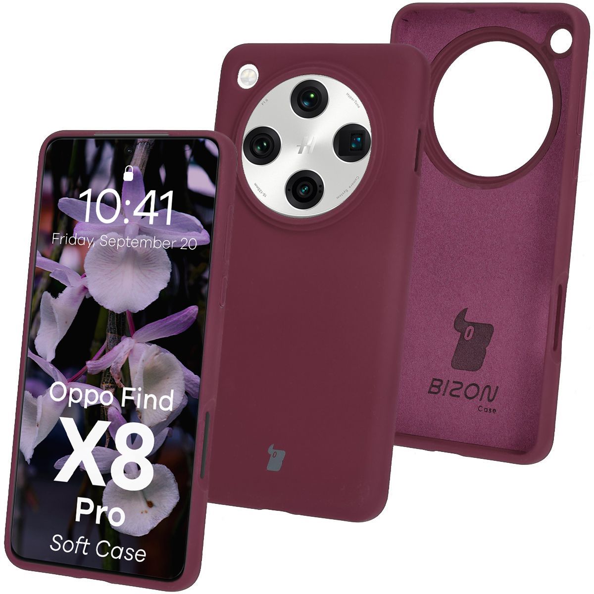 Silikon Handyhülle für Oppo Find X8 Pro, Bizon Soft Case, Pflaumenfarbe