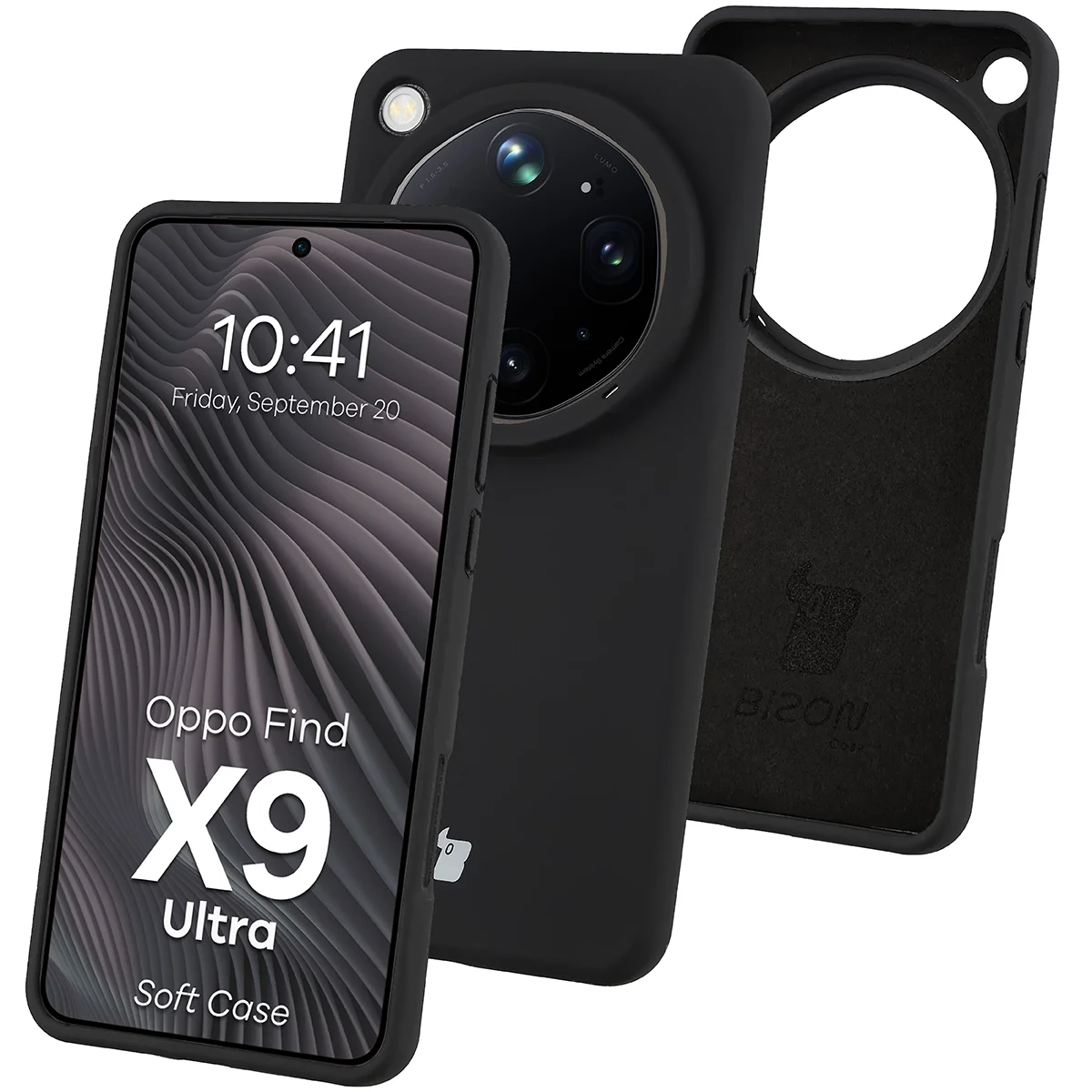Silikon Handyhülle für Oppo Find X9 Ultra, Bizon Soft Case, Schwarz