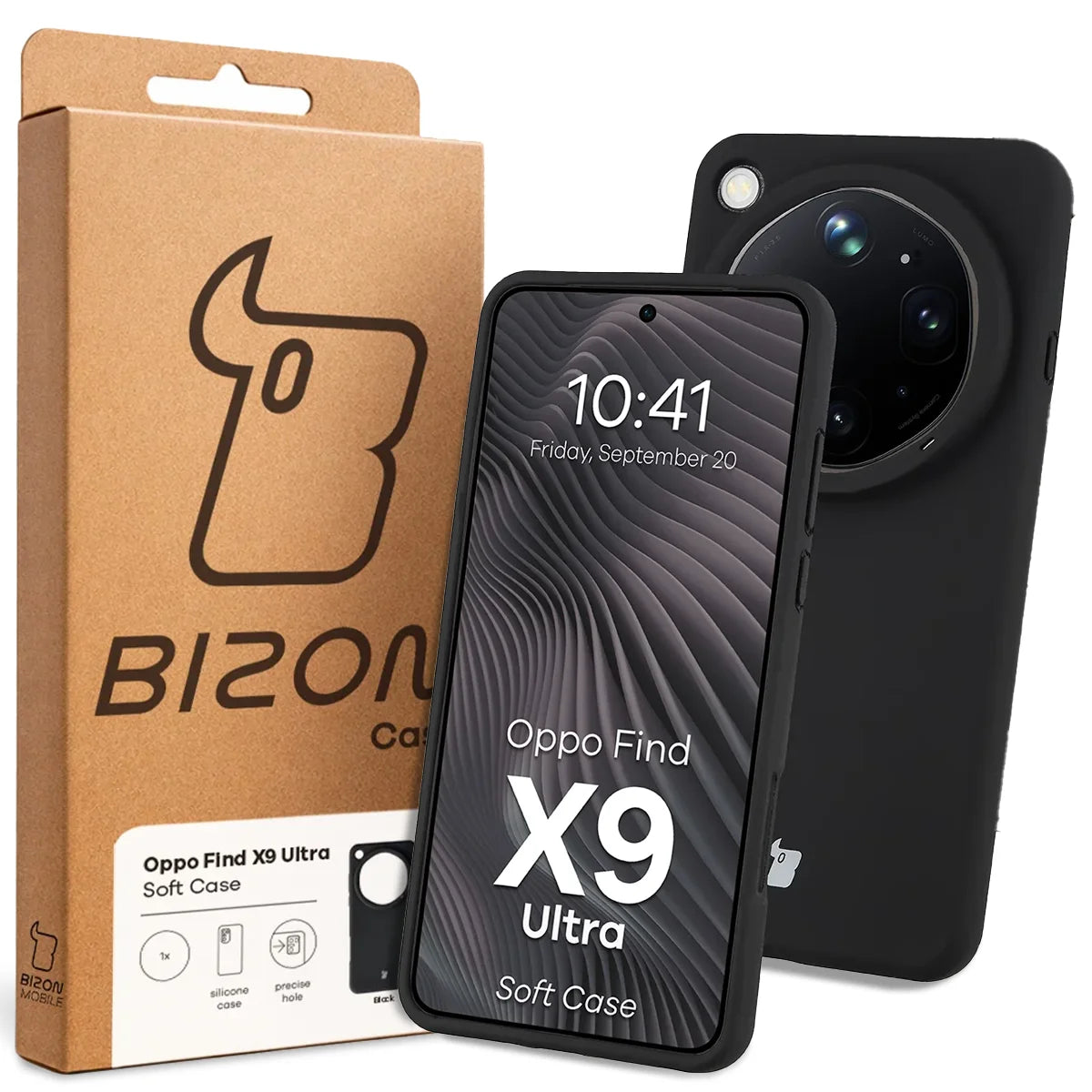 Silikon Handyhülle für Oppo Find X9 Ultra, Bizon Soft Case, Schwarz