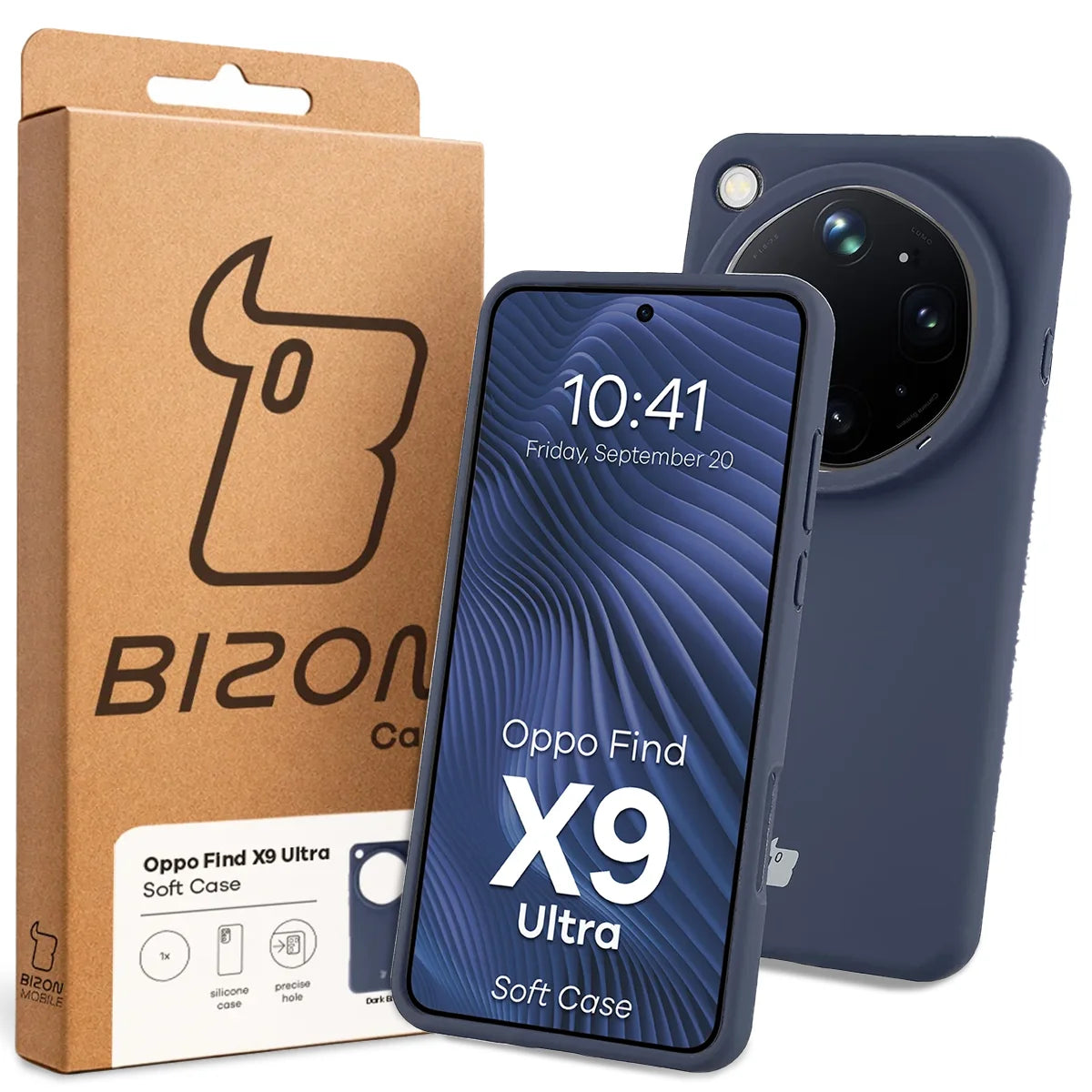 Silikon Handyhülle für Oppo Find X9 Ultra, Bizon Soft Case, Dunkelblau