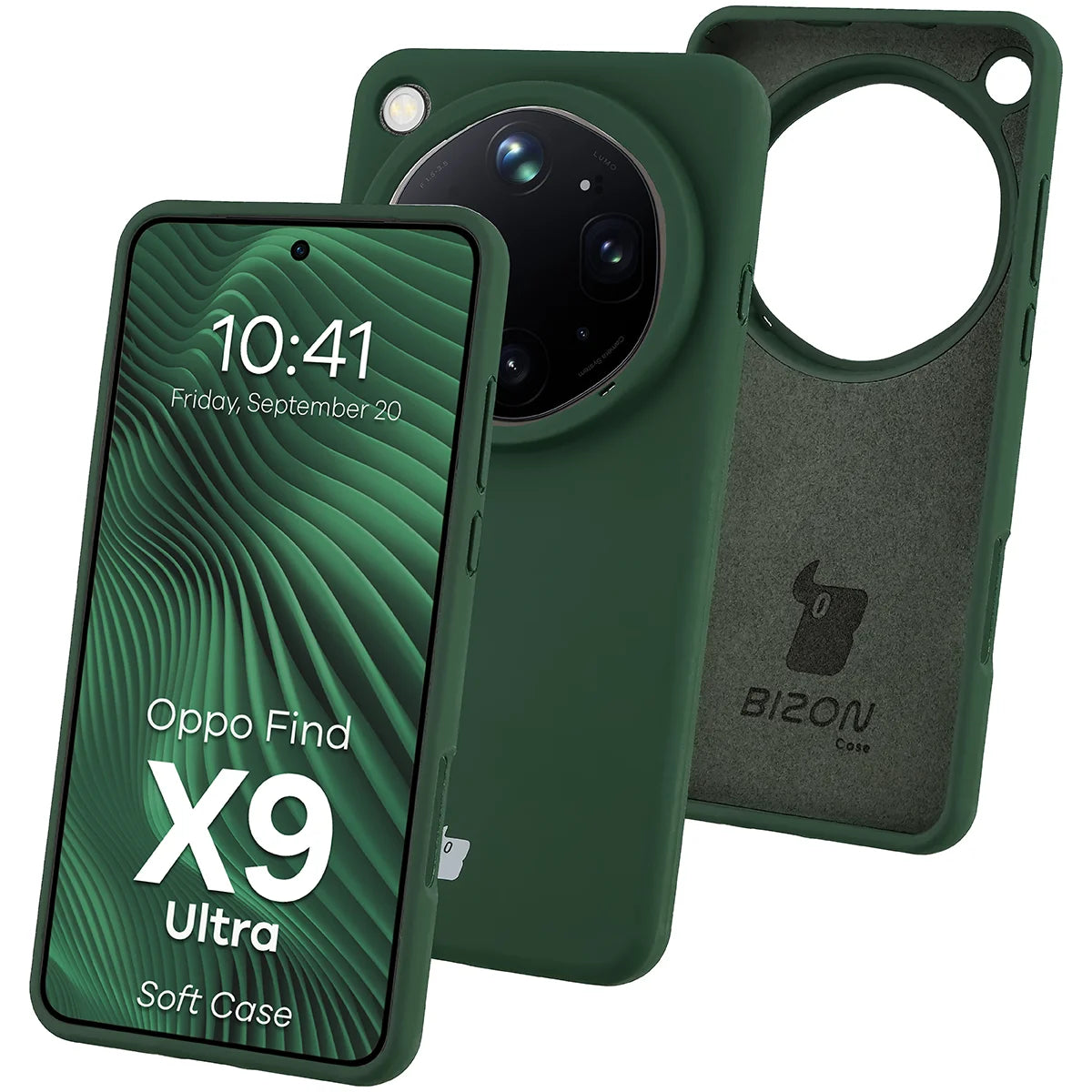 Silikon Handyhülle für Oppo Find X9 Ultra, Bizon Soft Case, Dunkelgrün
