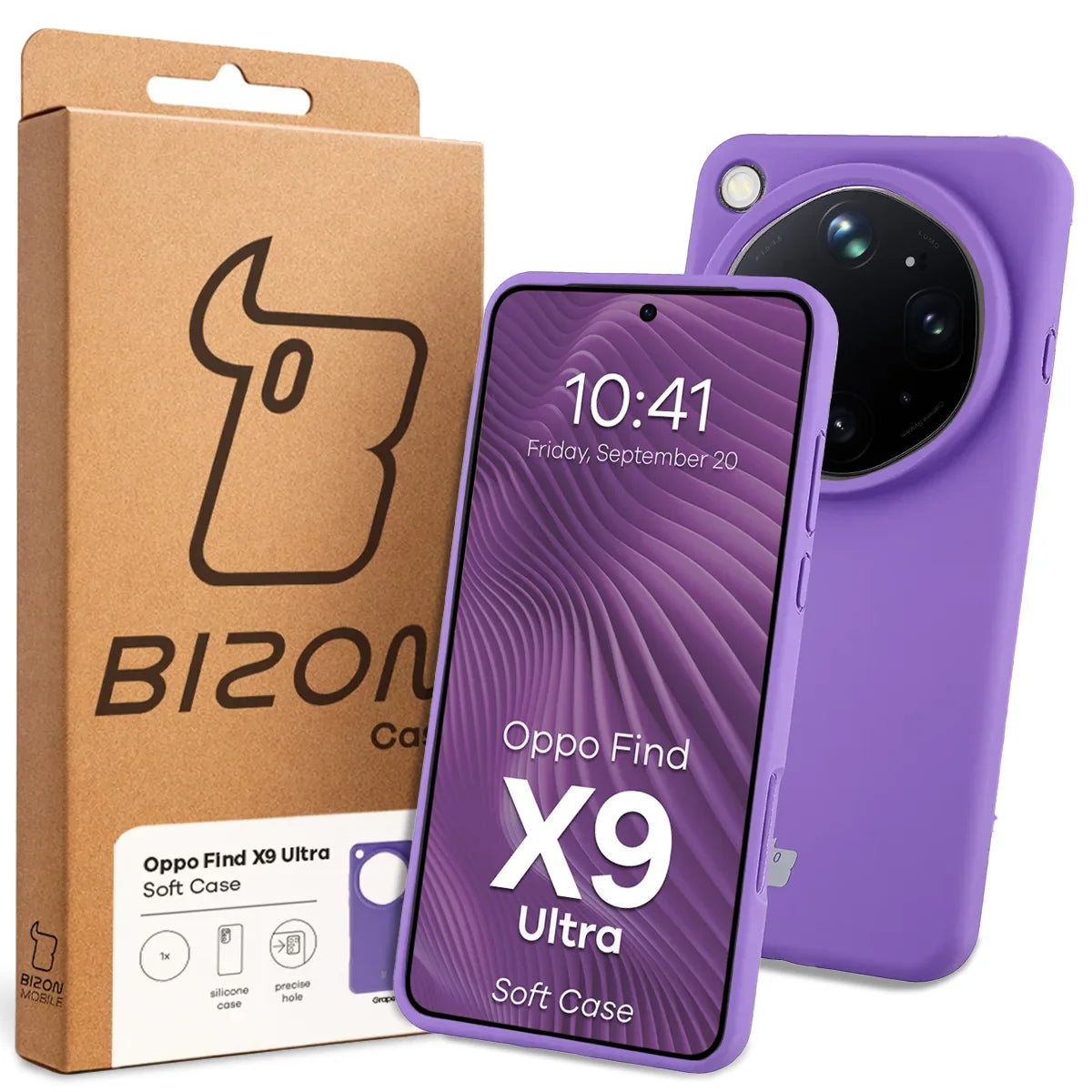 Silikon Handyhülle für Oppo Find X9 Ultra, Bizon Soft Case, Violett