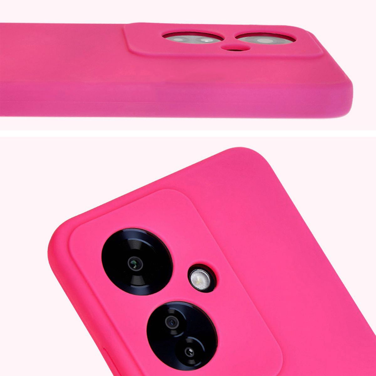 Silikon Handyhülle für Oppo Reno11 F 5G, Bizon Soft Case, Dunkelpink