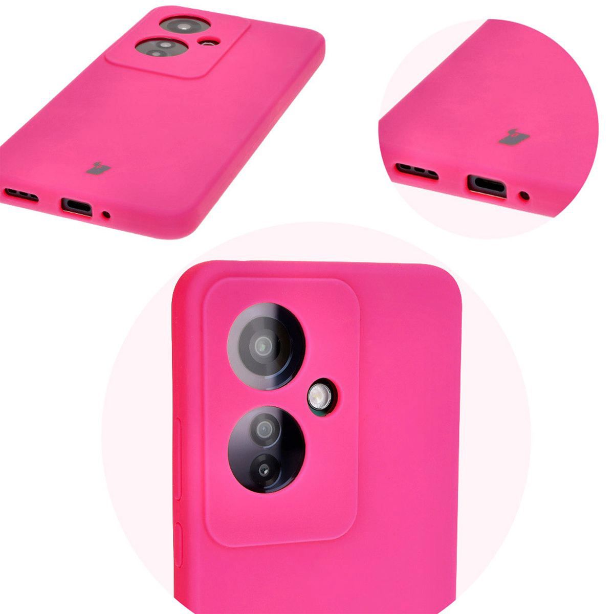 Silikon Handyhülle für Oppo Reno11 F 5G, Bizon Soft Case, Dunkelpink
