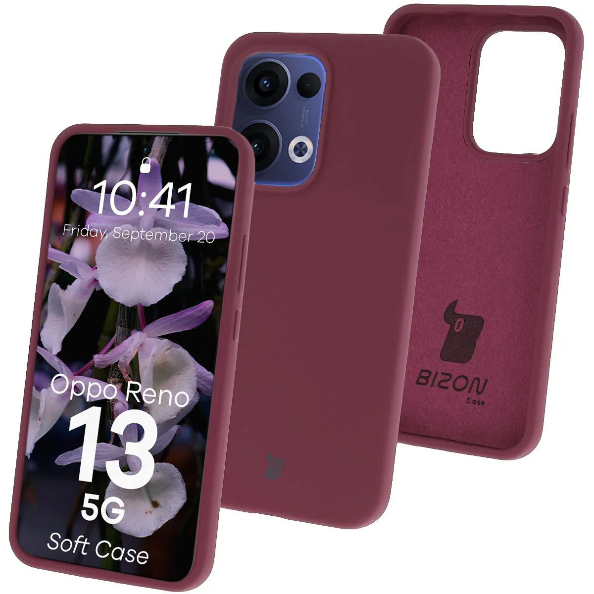 Silikon Handyhülle für Oppo Reno13, Bizon Soft Case, Pflaumenfarbe