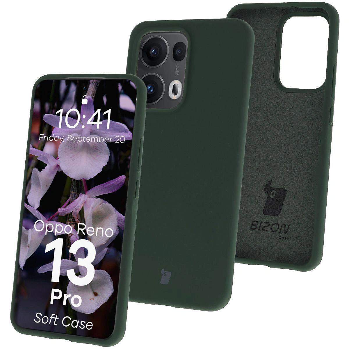 Silikon Handyhülle für Oppo Reno13 Pro, Bizon Soft Case, Dunkelgrün