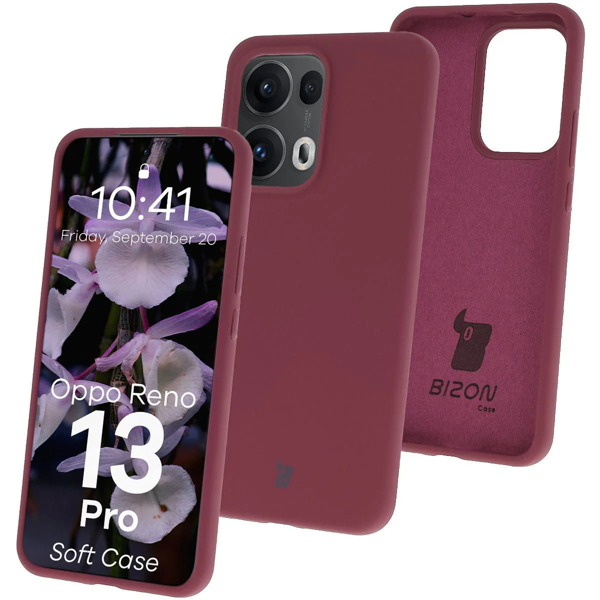 Silikon Handyhülle für Oppo Reno13 Pro, Bizon Soft Case, Pflaumenfarbe