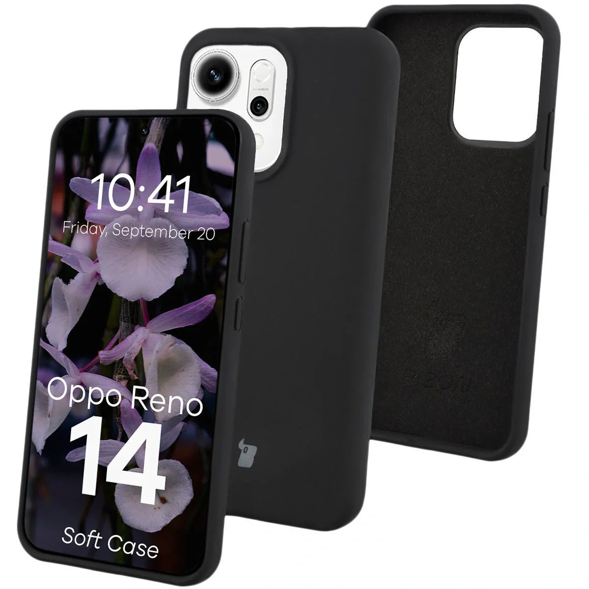 Silikon Handyhülle für Oppo Reno 14, Bizon Soft Case, Schwarz