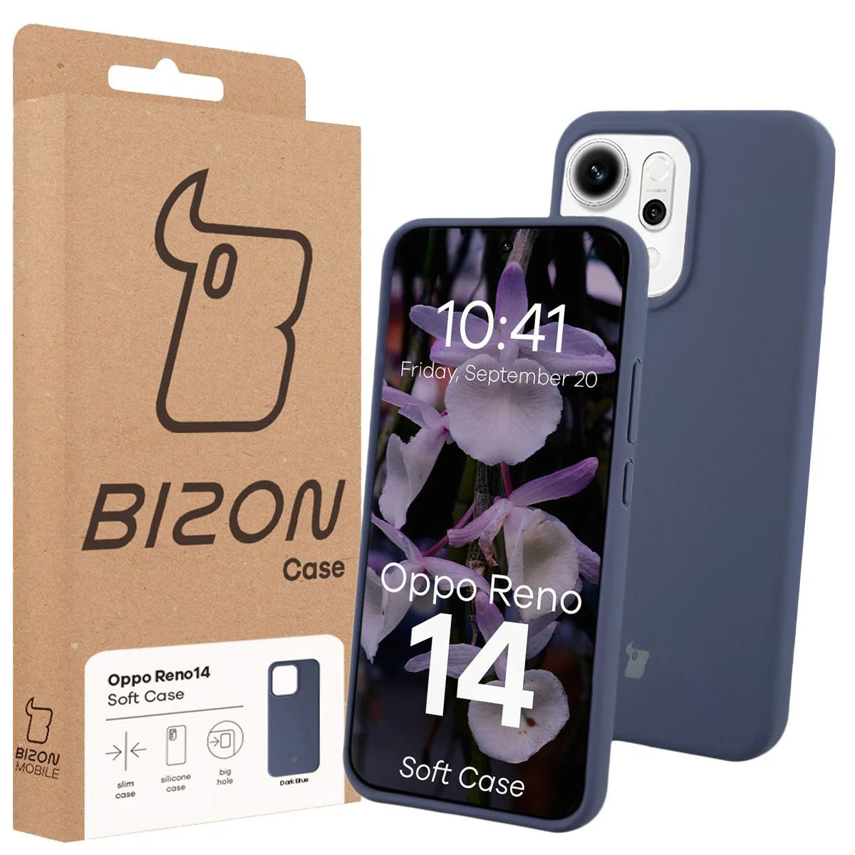 Silikon Handyhülle für Oppo Reno 14, Bizon Soft Case, Dunkelblau