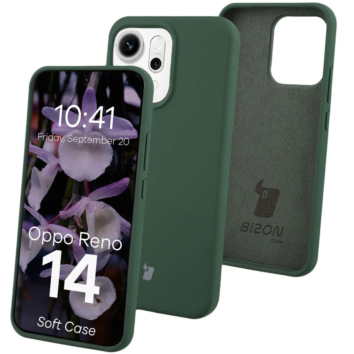Silikon Handyhülle für Oppo Reno 14, Bizon Soft Case, Dunkelgrün