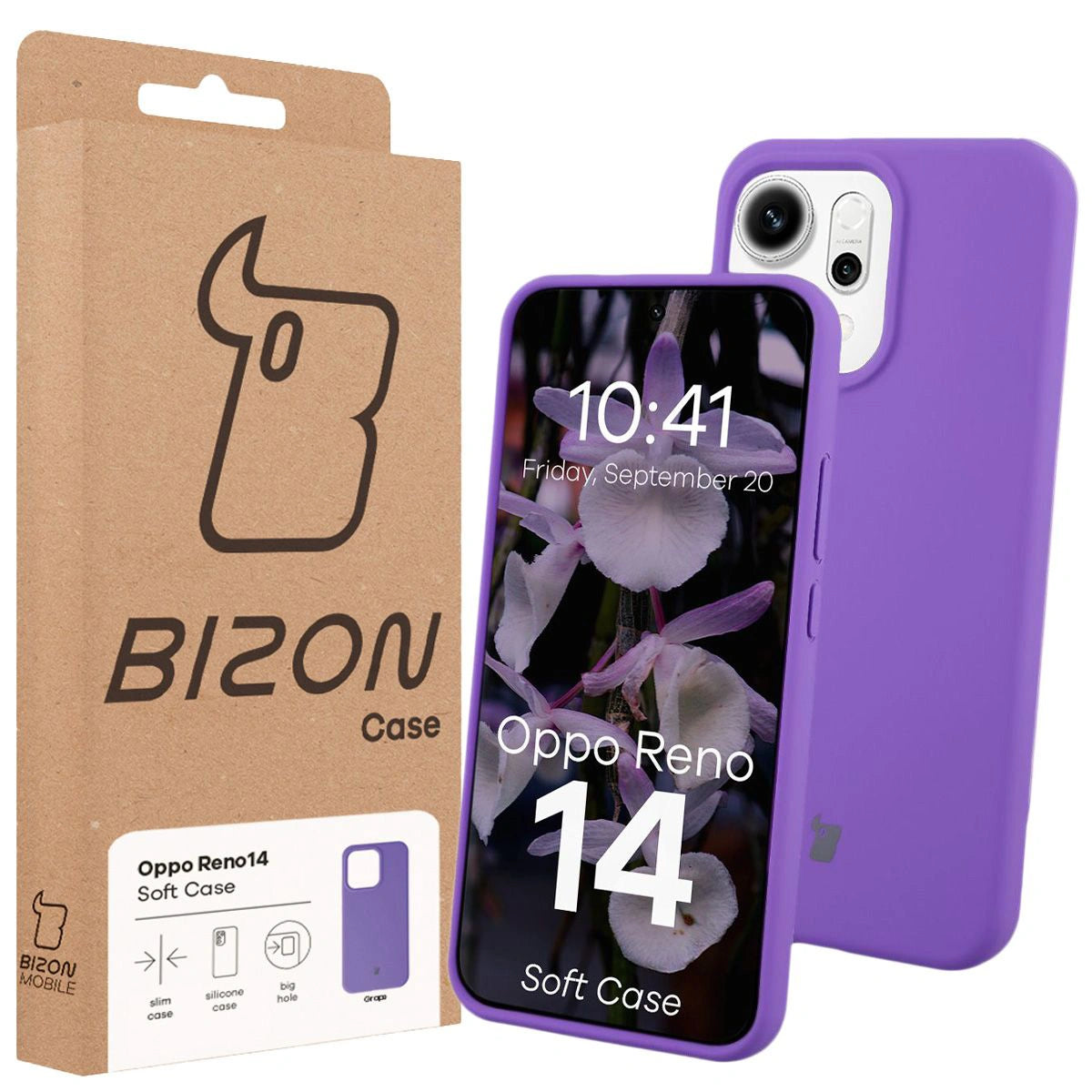 Silikon Handyhülle für Oppo Reno 14, Bizon Soft Case, Violett