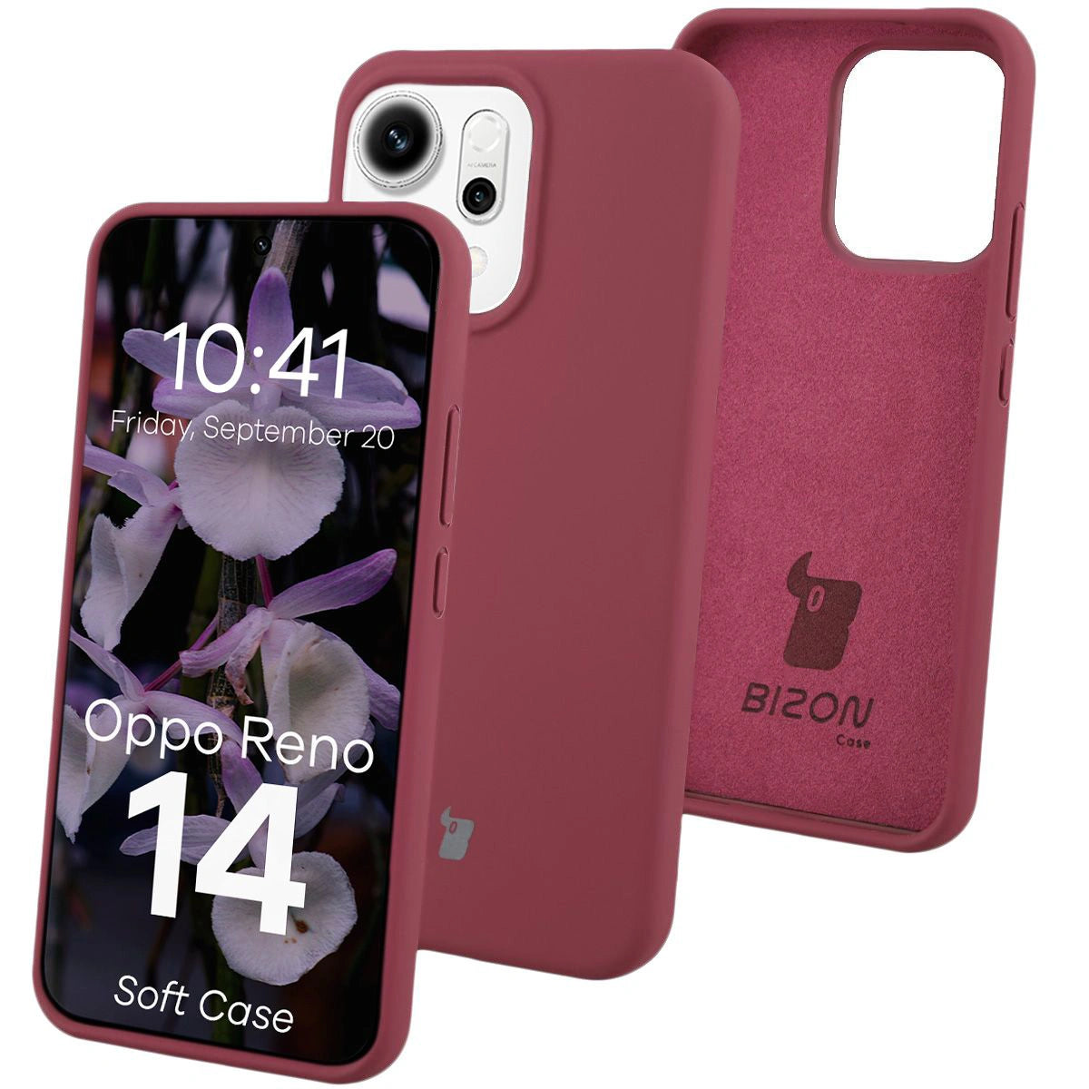 Silikon Handyhülle für Oppo Reno 14, Bizon Soft Case, Pflaumenfarbe
