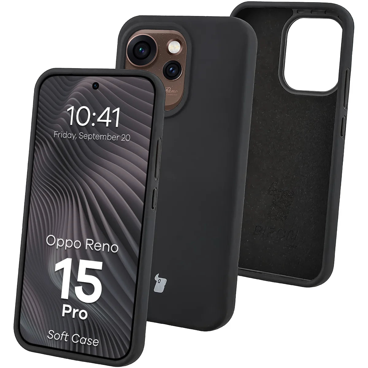 Silikon Handyhülle für Oppo Reno 15 Pro, Bizon Soft Case, Schwarz