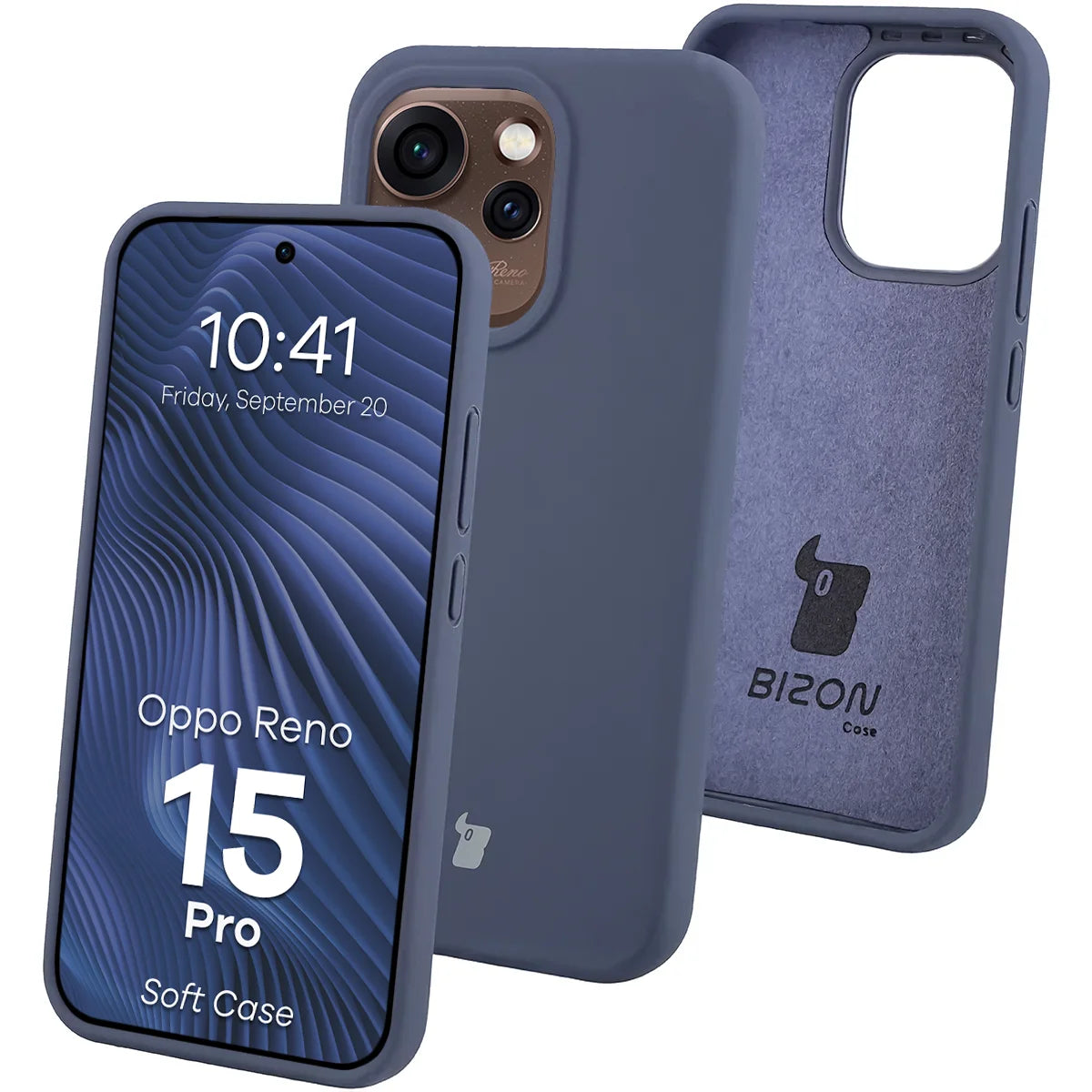 Silikon Handyhülle für Oppo Reno 15 Pro, Bizon Soft Case, Dunkelblau