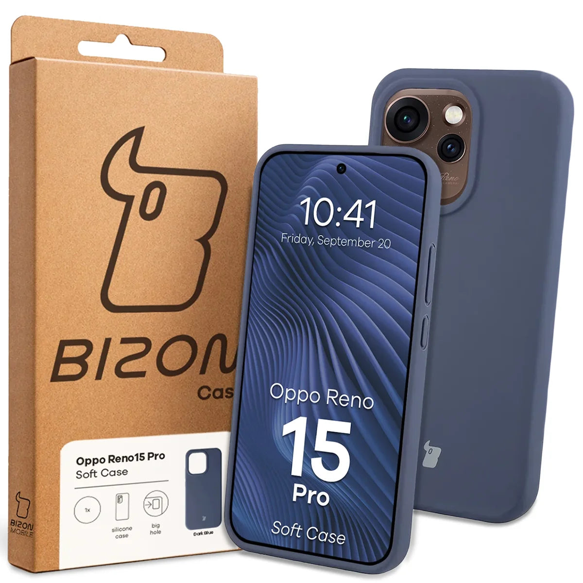 Silikon Handyhülle für Oppo Reno 15 Pro, Bizon Soft Case, Dunkelblau