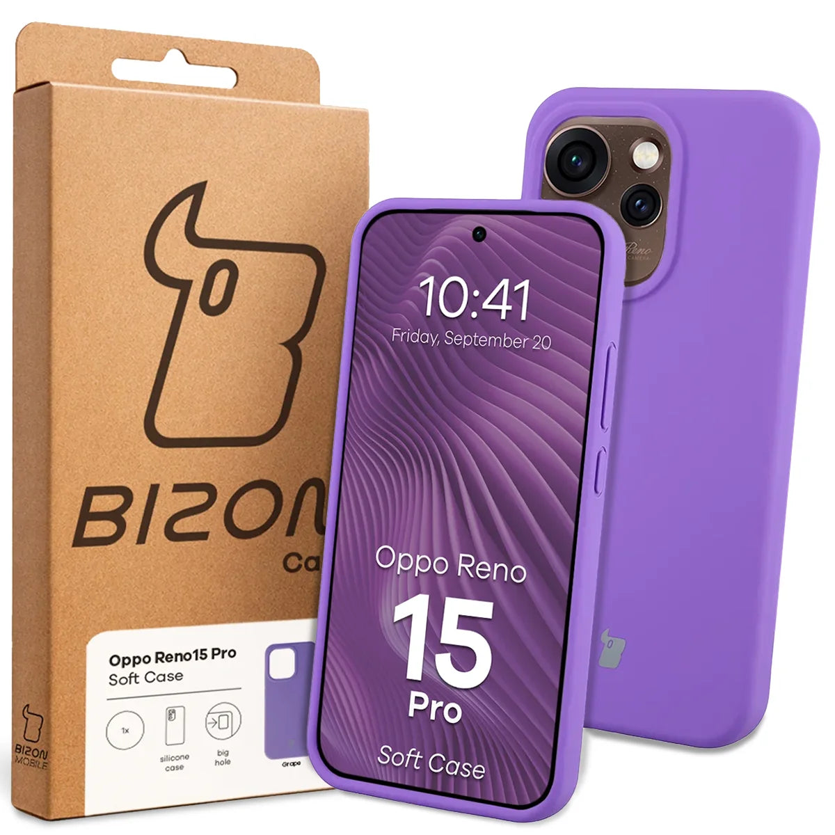 Silikon Handyhülle für Oppo Reno 15 Pro, Bizon Soft Case, Violett